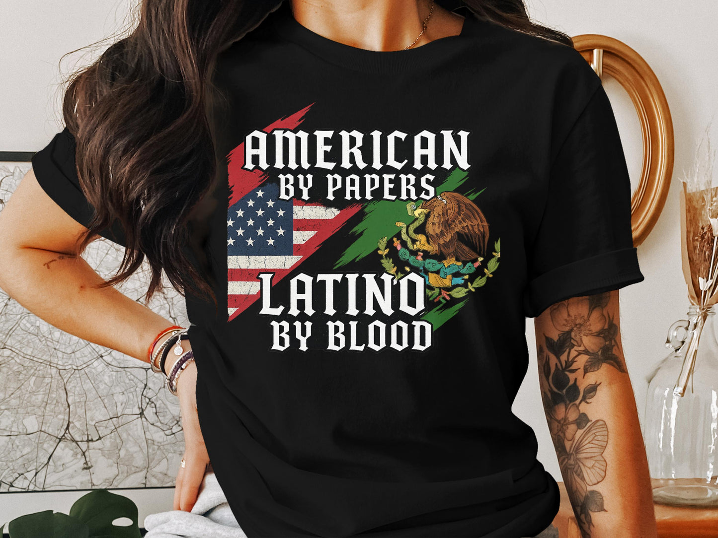 American By Papers Latino By Blood T-shirt product