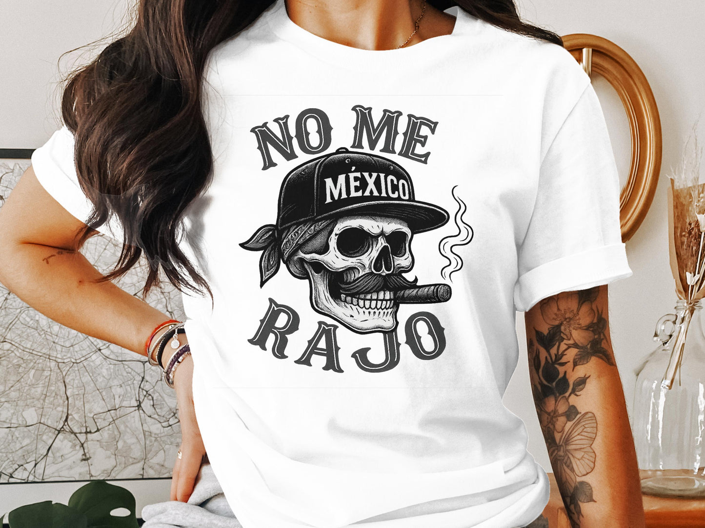 No Me Rajo Skull Smoking Printed T-Shirt product
