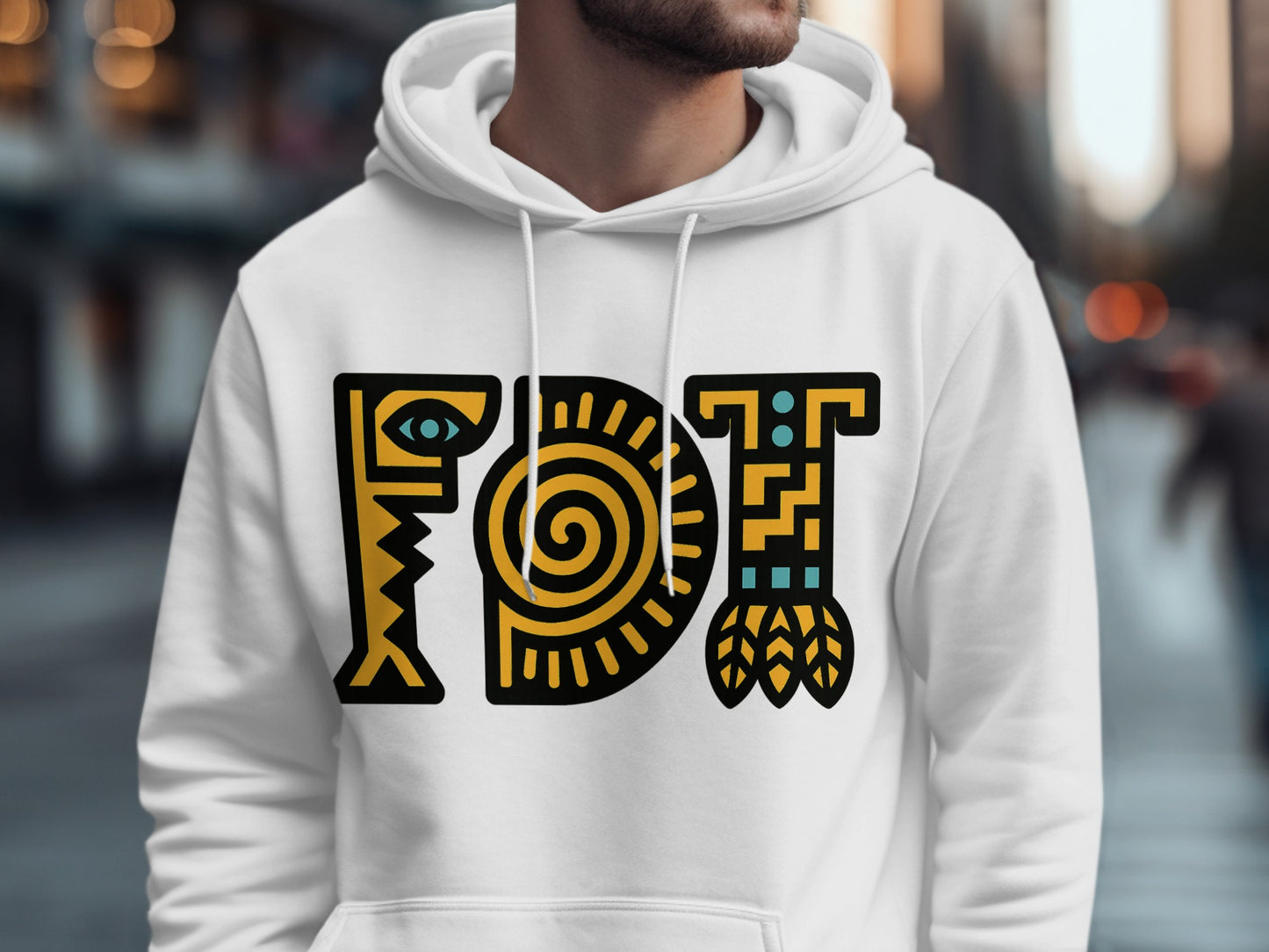 Bold Graphic Design White Hoodie Product