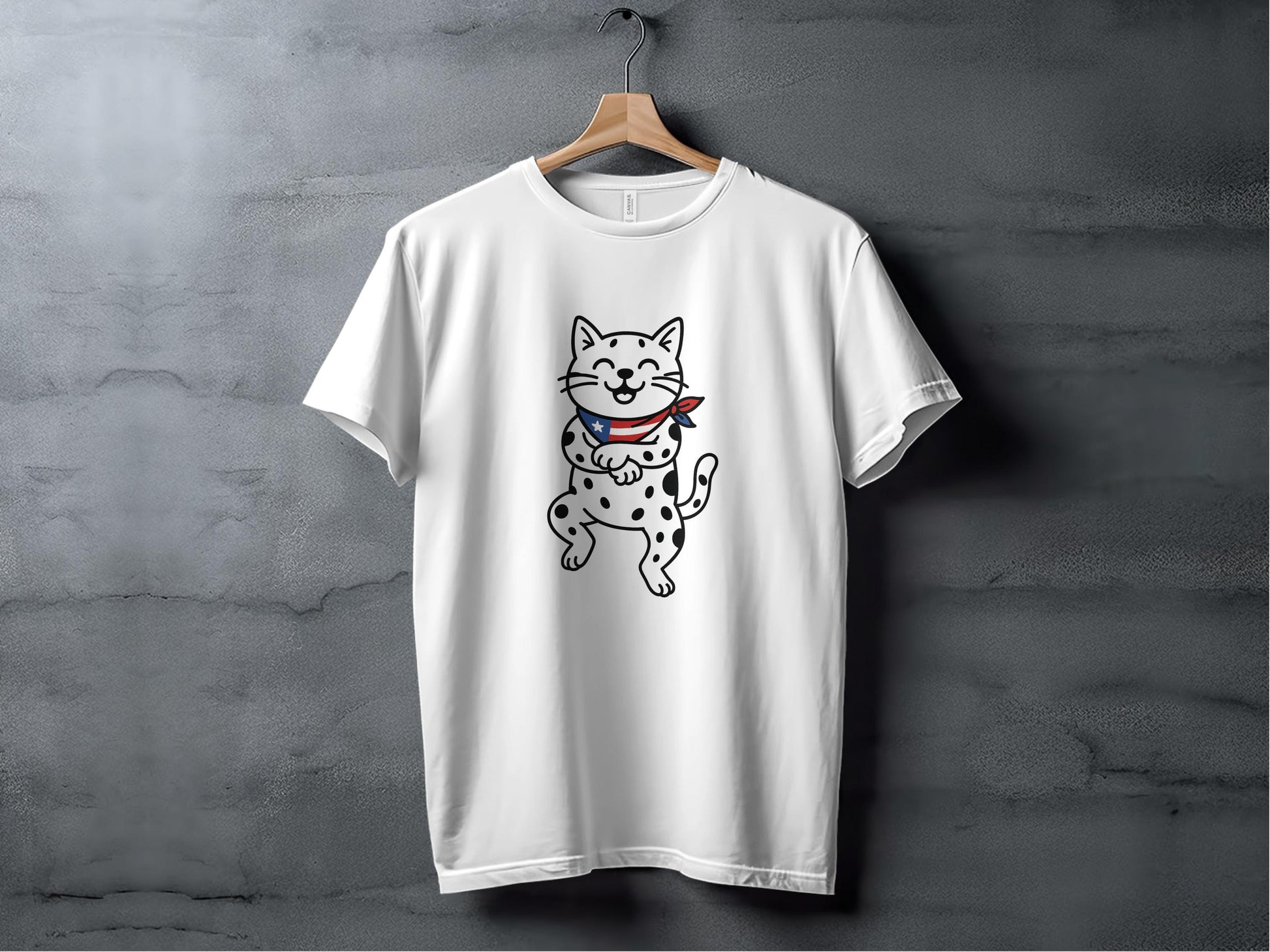 Cute Smiling Cat with Bandana Design T-Shirt product