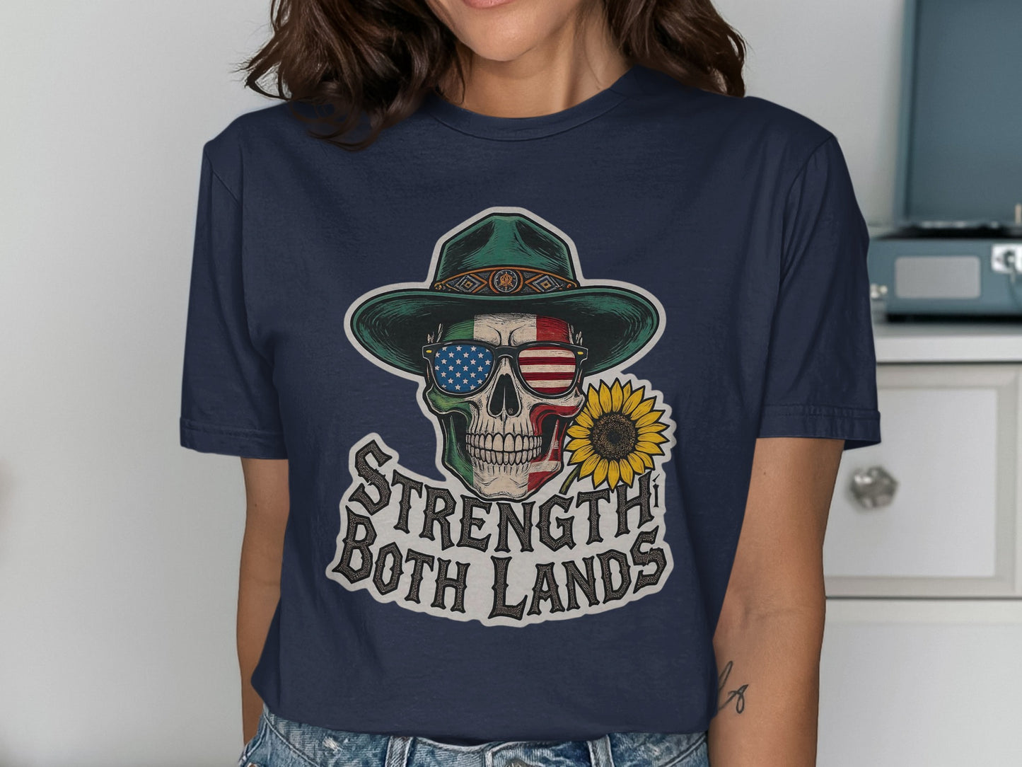 Strength Both Lands Skull Design Graphic Shirt product type