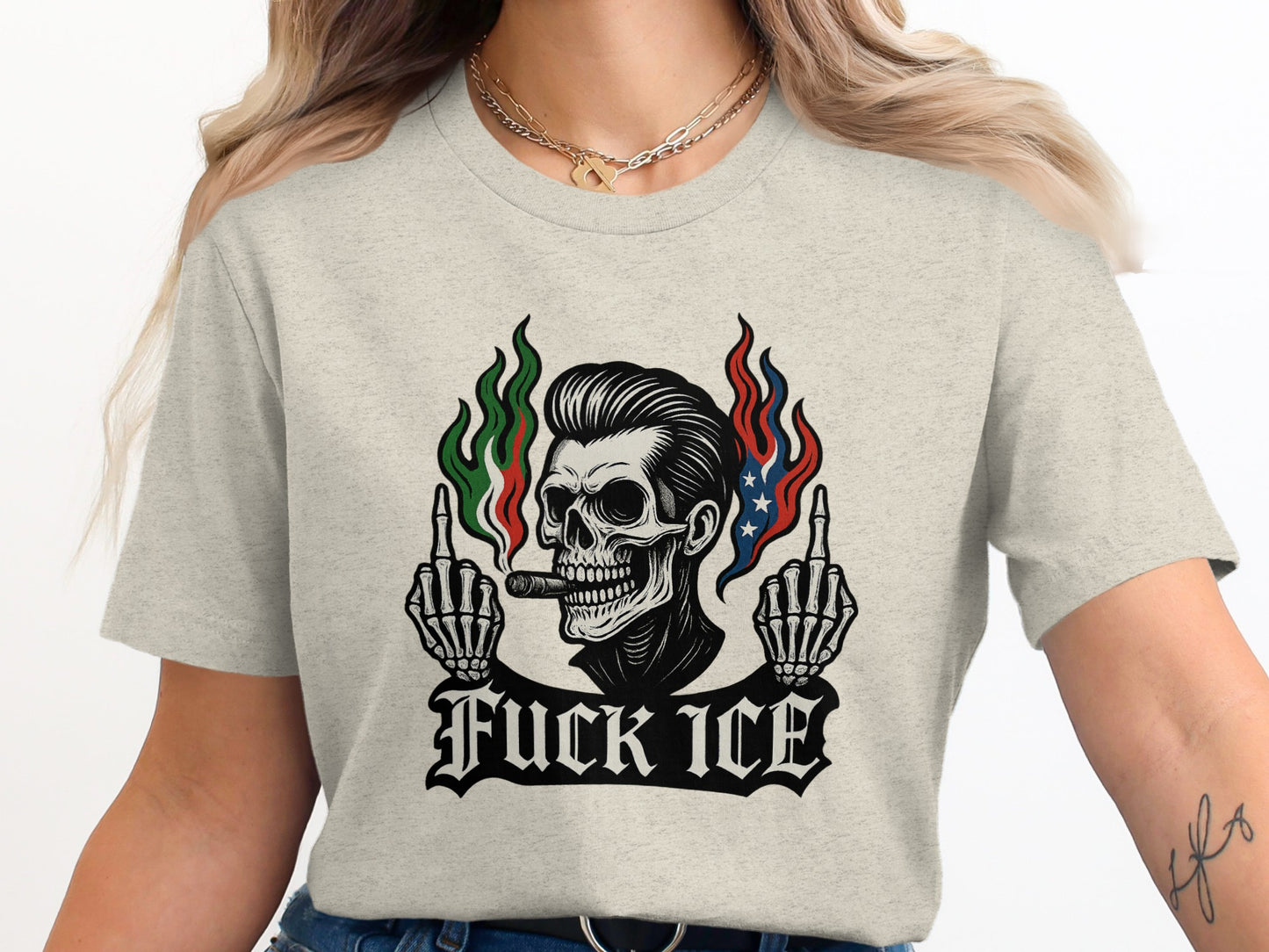 Edgy Skull and Flames Graphic Tee product