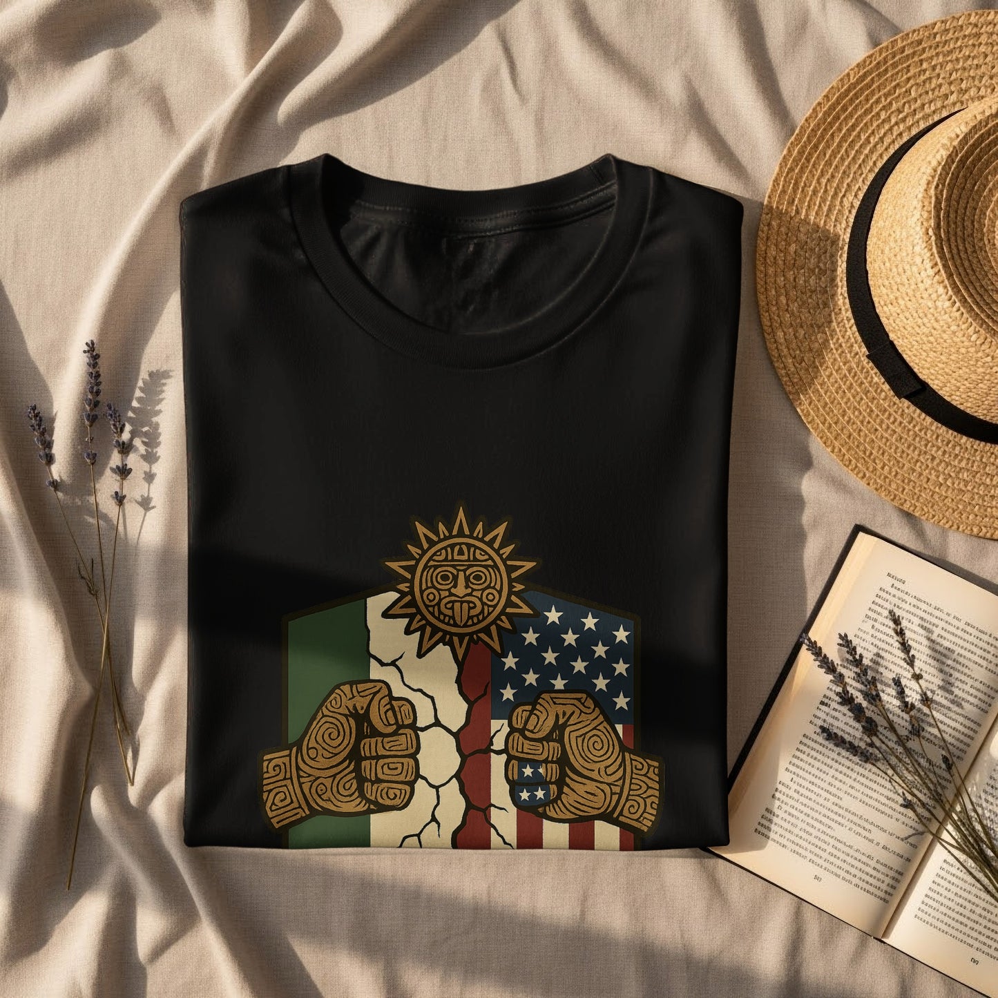 Aztec Heritage American Flag Punching Hand T-shirt product type