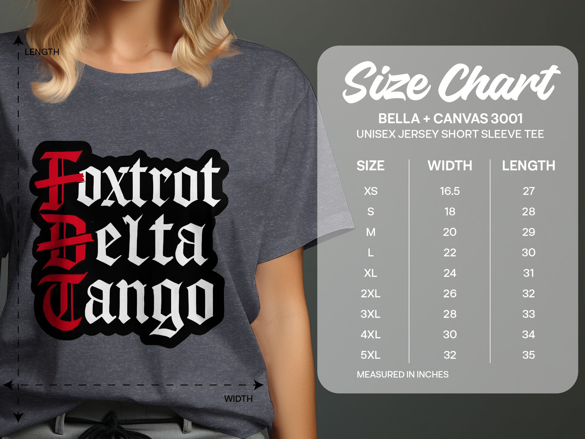 Foxtrot Delta Tango Printed Unisex Jersey Short Sleeve Teeproduct type