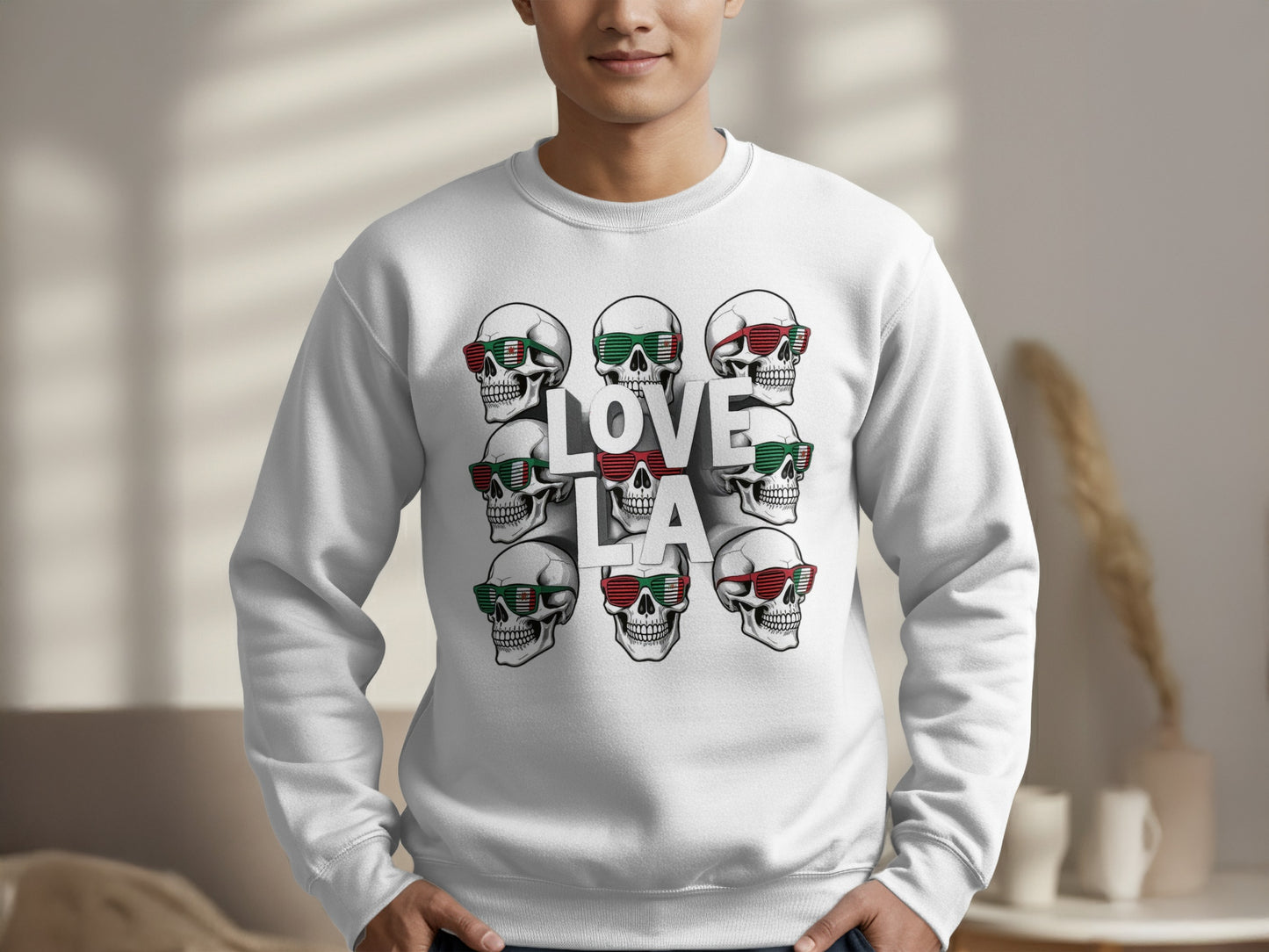 Love LA Skull Faces with Sunglasses Sweatshirt product