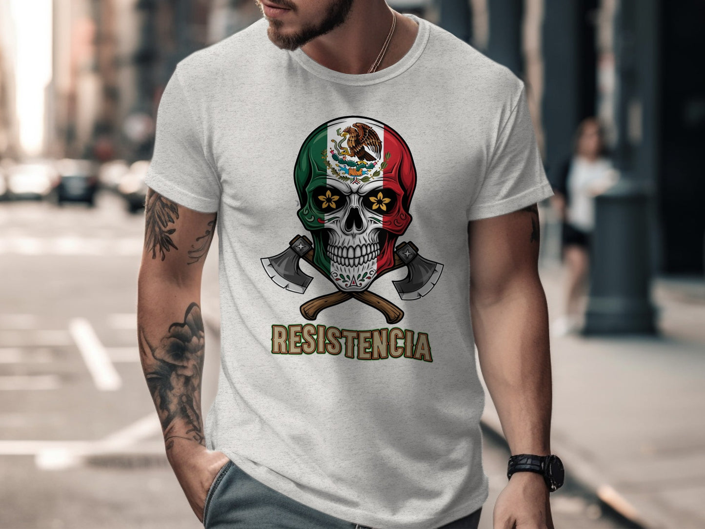Resistencia Skull Mexican Flag Design T-Shirt product type
