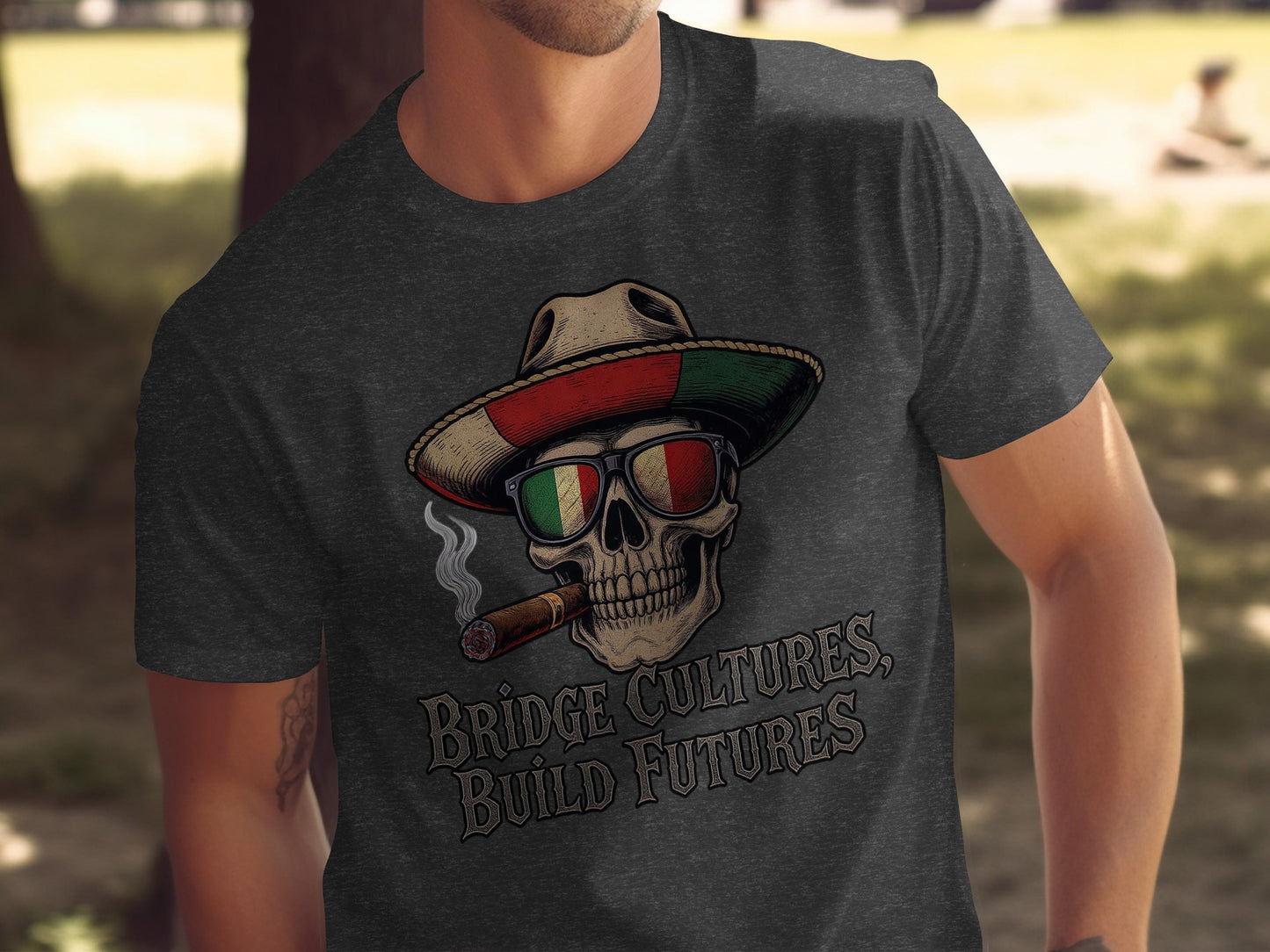 Bridge Cultures Build Futures Skull T-Shirt product type