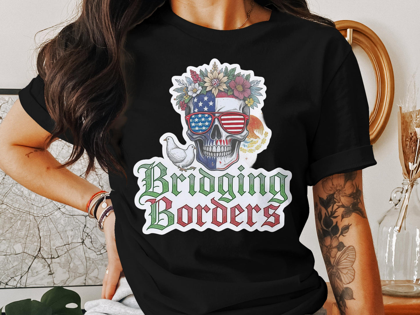 Bridging Borders Skull Graphic Tee Patriotic Product Type