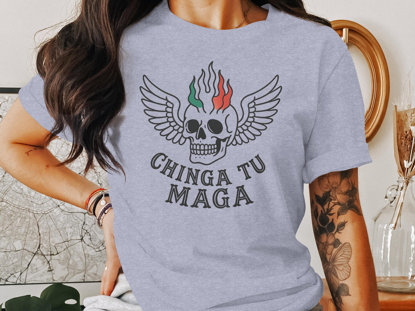 Chinga Tu Maga Skull Wings Graphic Tee product