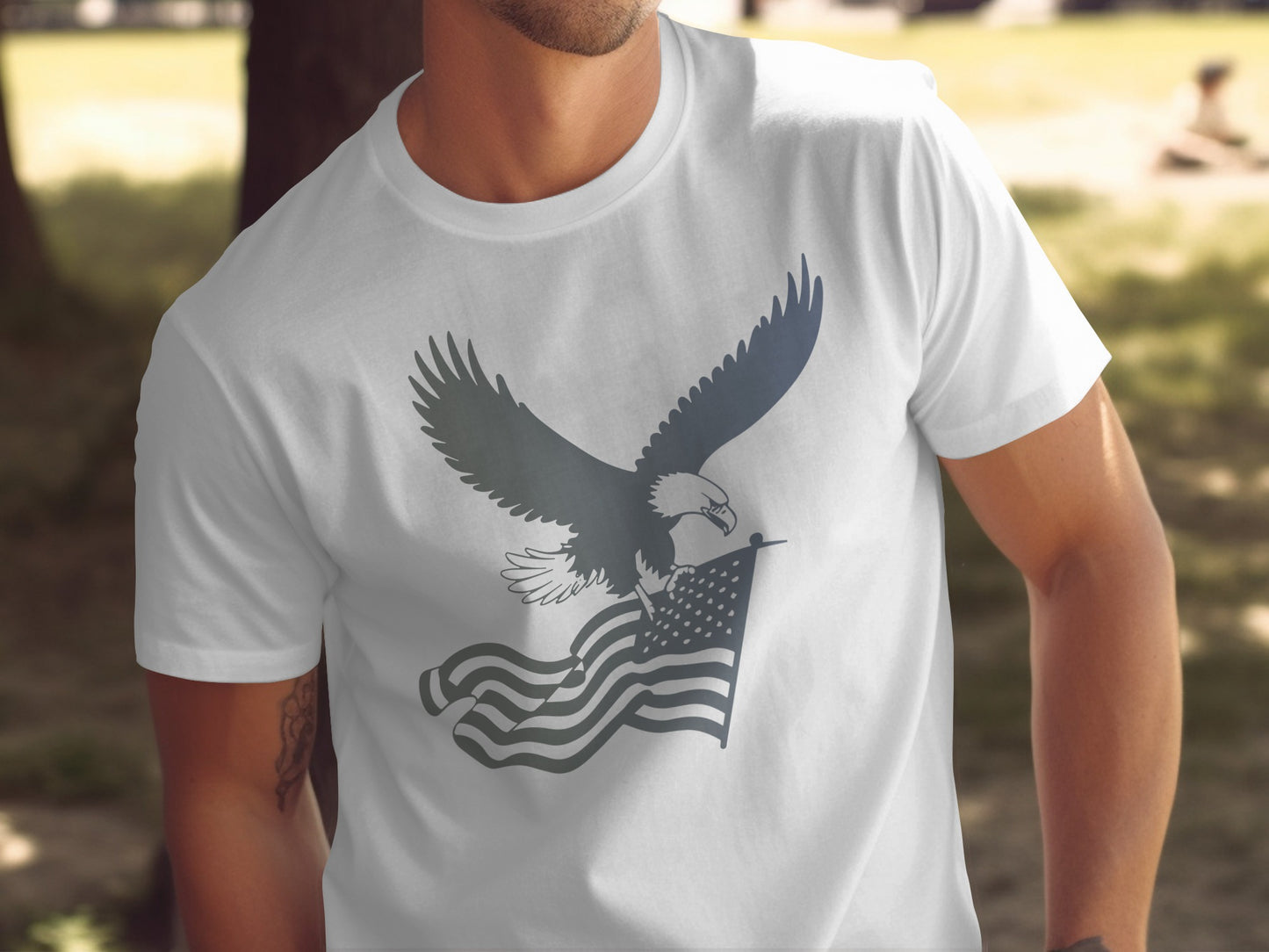Patriotic Eagle and American Flag Print T-Shirt product