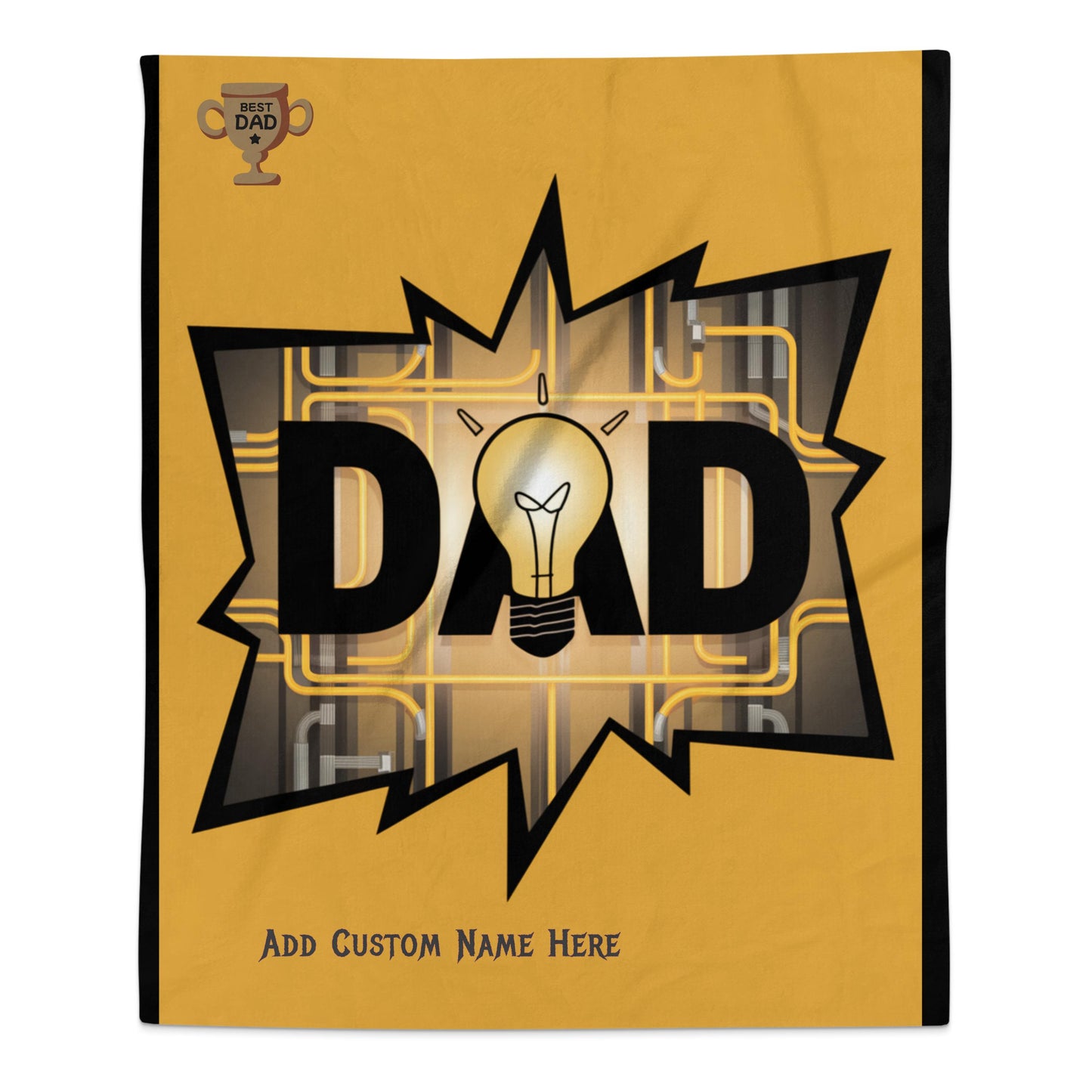 Best Dad Light Bulb Design Yellow Custom Blanket Product