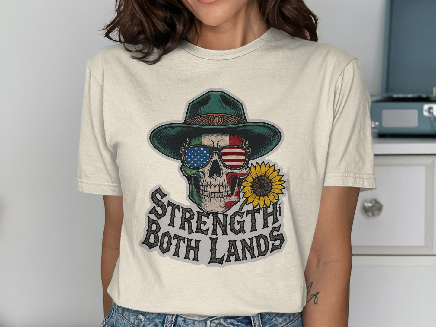 Strength Both Lands Skull Graphic T-Shirt product