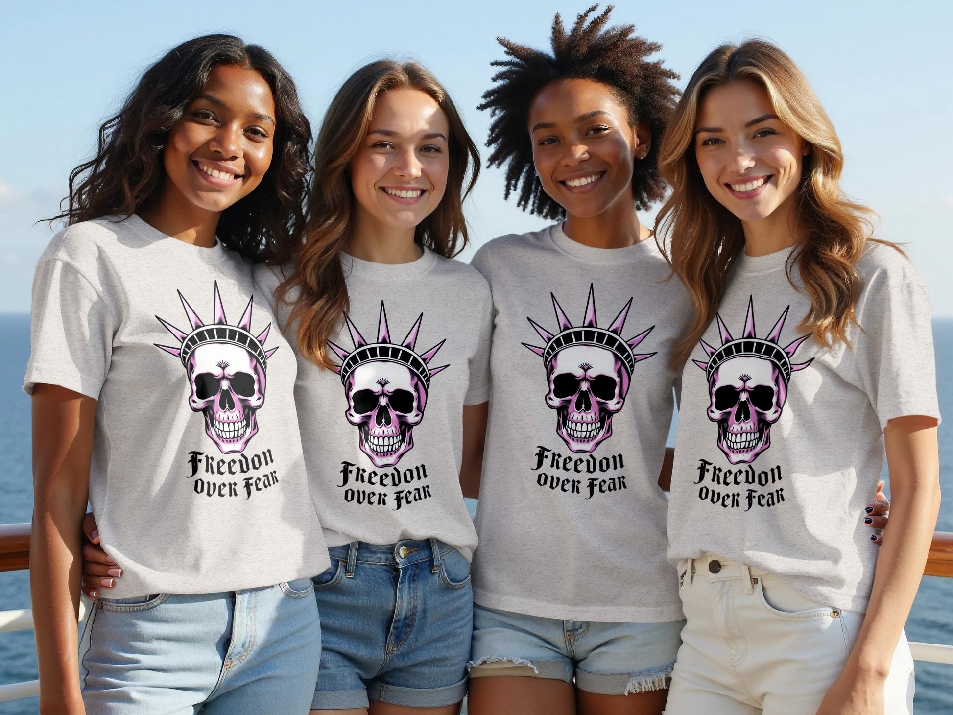 Freedom Over Fear Skull Graphic T-shirt product type