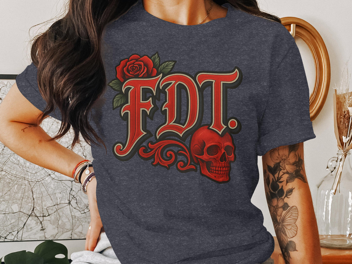Gothic Skull Rose Graphic T-Shirt Bold Statement product