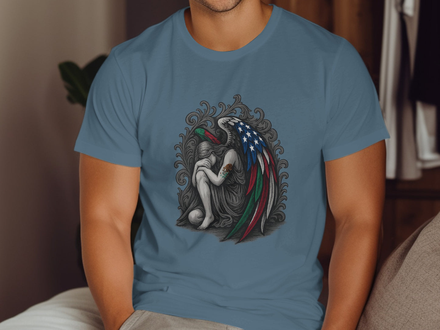 Distinctive Artistic Eagle and Angel Graphic Shirt product