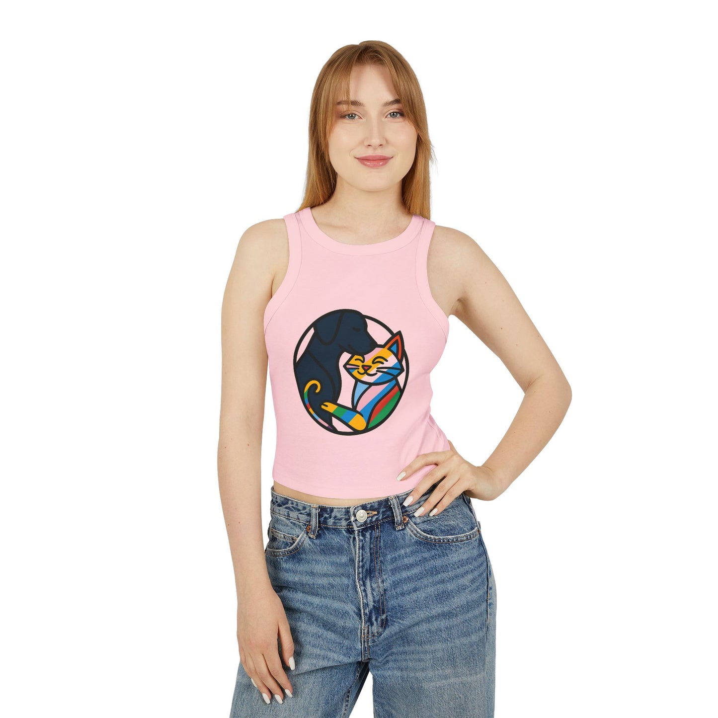 Pride tank top Cozy Cat and Dog Love Racer Tank Top for Pet Lovers