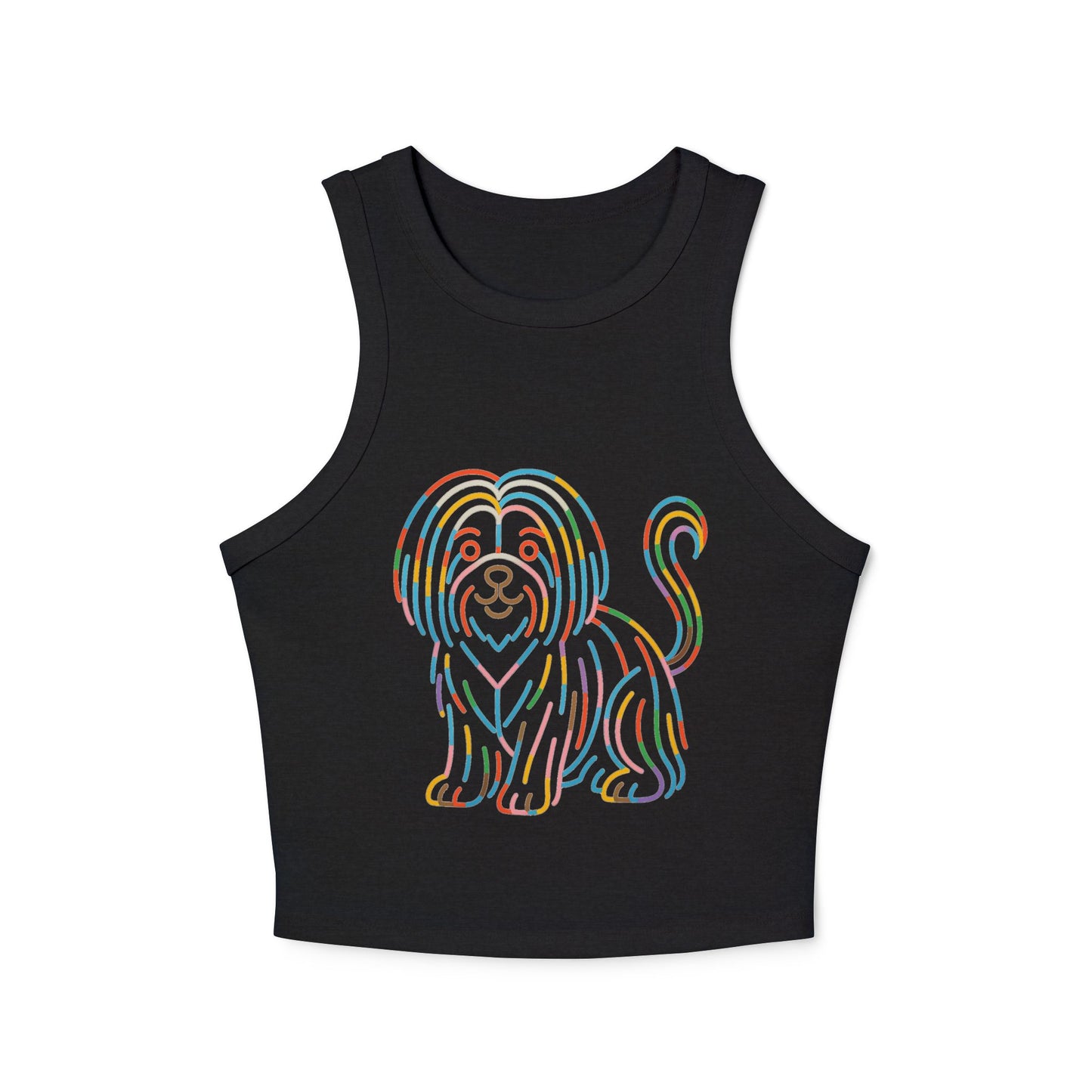 Pride tank top Colorful Dog Print Women's Micro Rib Racer Tank Top