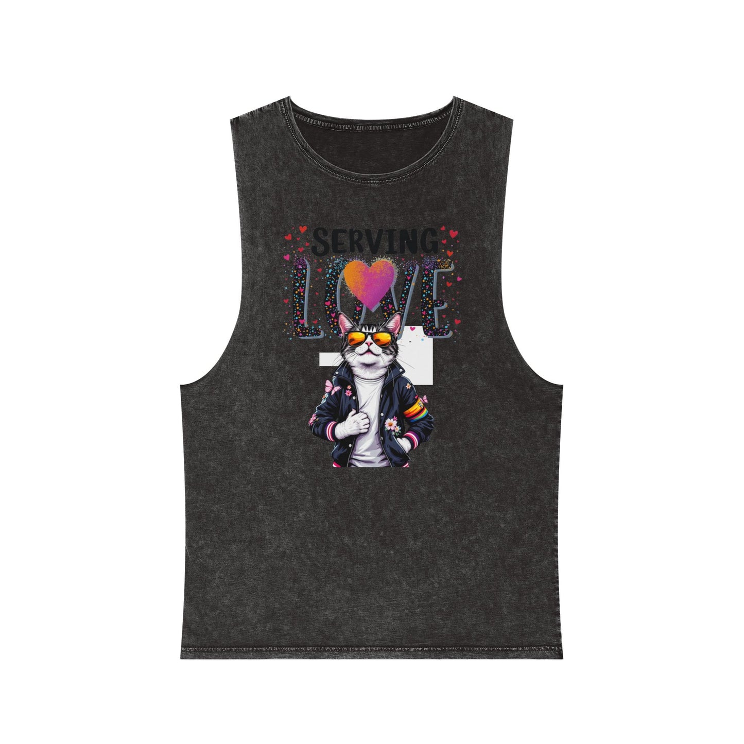 Serving Love Unisex Stonewash Tank Top - Trendy Summer Apparel for Warm Days