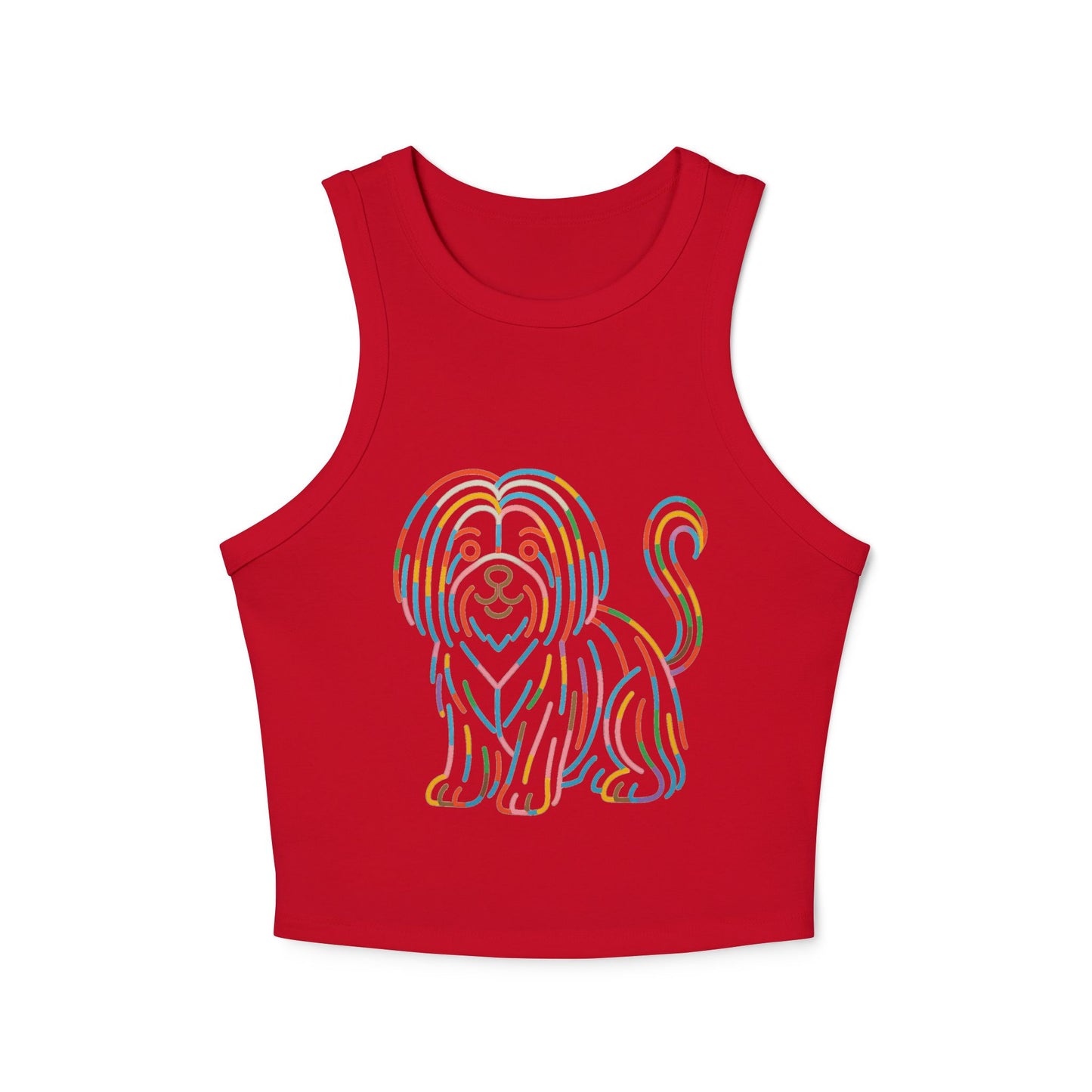 Pride tank top Colorful Dog Print Women's Micro Rib Racer Tank Top
