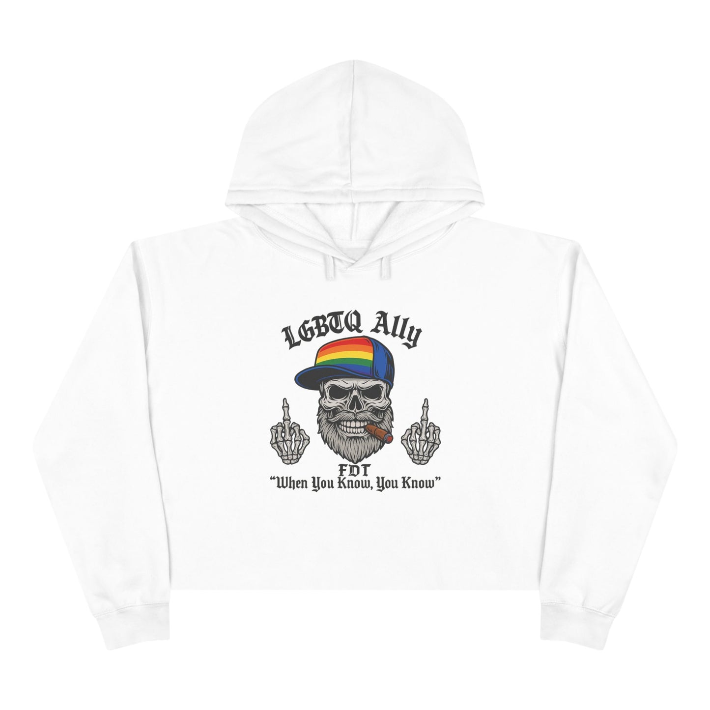 LGBTQ Pride Cat Lover's Crop Hoodie, Funny Hoodie, Gift for Cat Dads, Casual Streetwear, Cozy Hoodie for Pet Owners