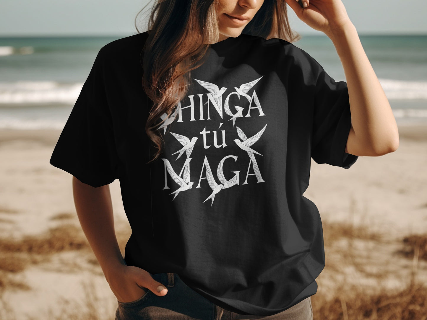Whimsical Text Design Black Casual Graphic T-shirt product