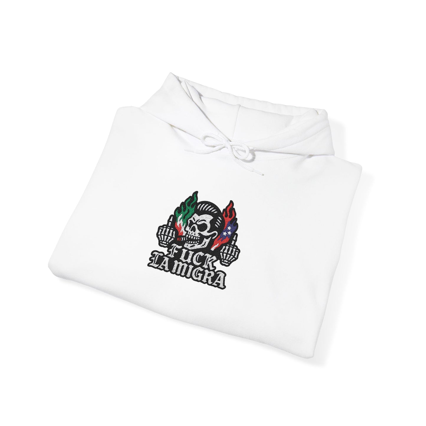 Fuck La Migra Embroidery Hoodie Anto Trump Hoodie Unisex Heavy Blend™ Hooded Sweatshirt