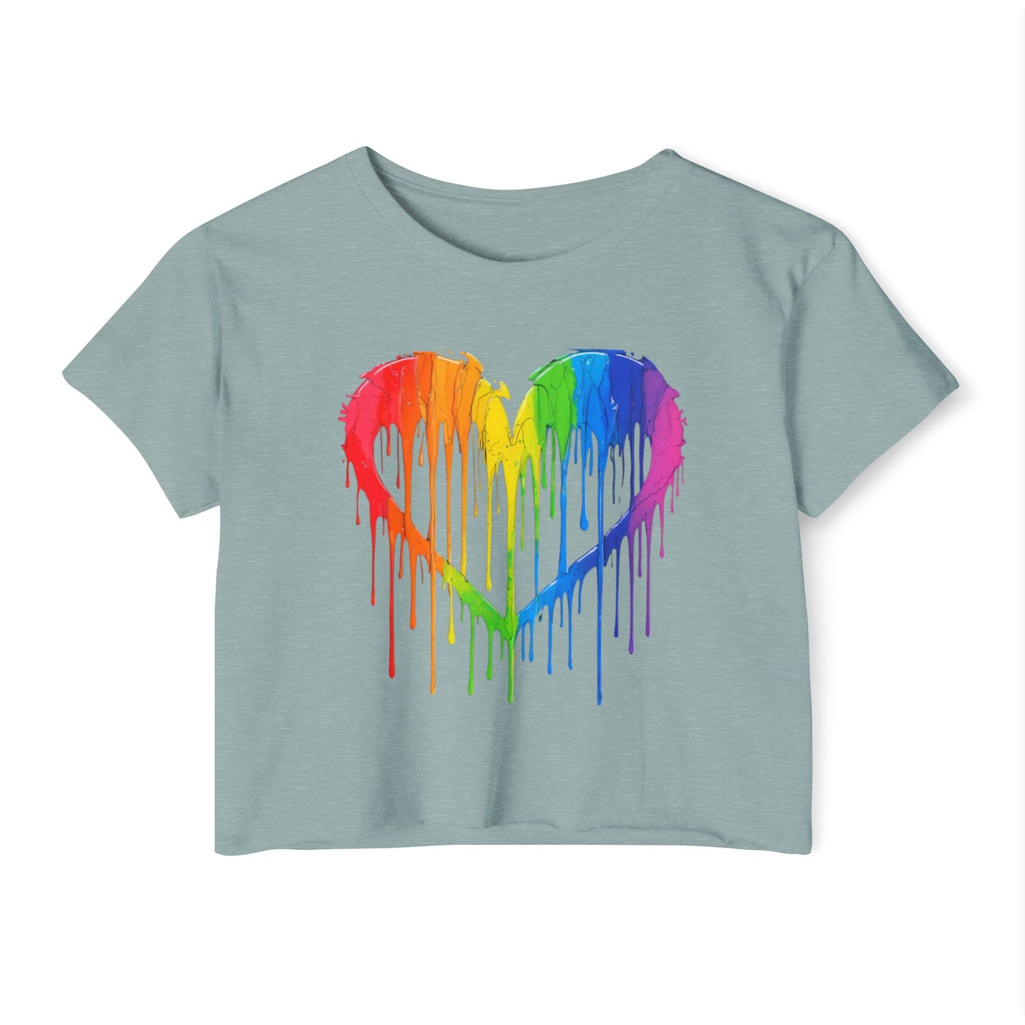Pride corp top Rainbow Heart Women’s Festival Crop Top - Vibrant and Fun Summer Wear