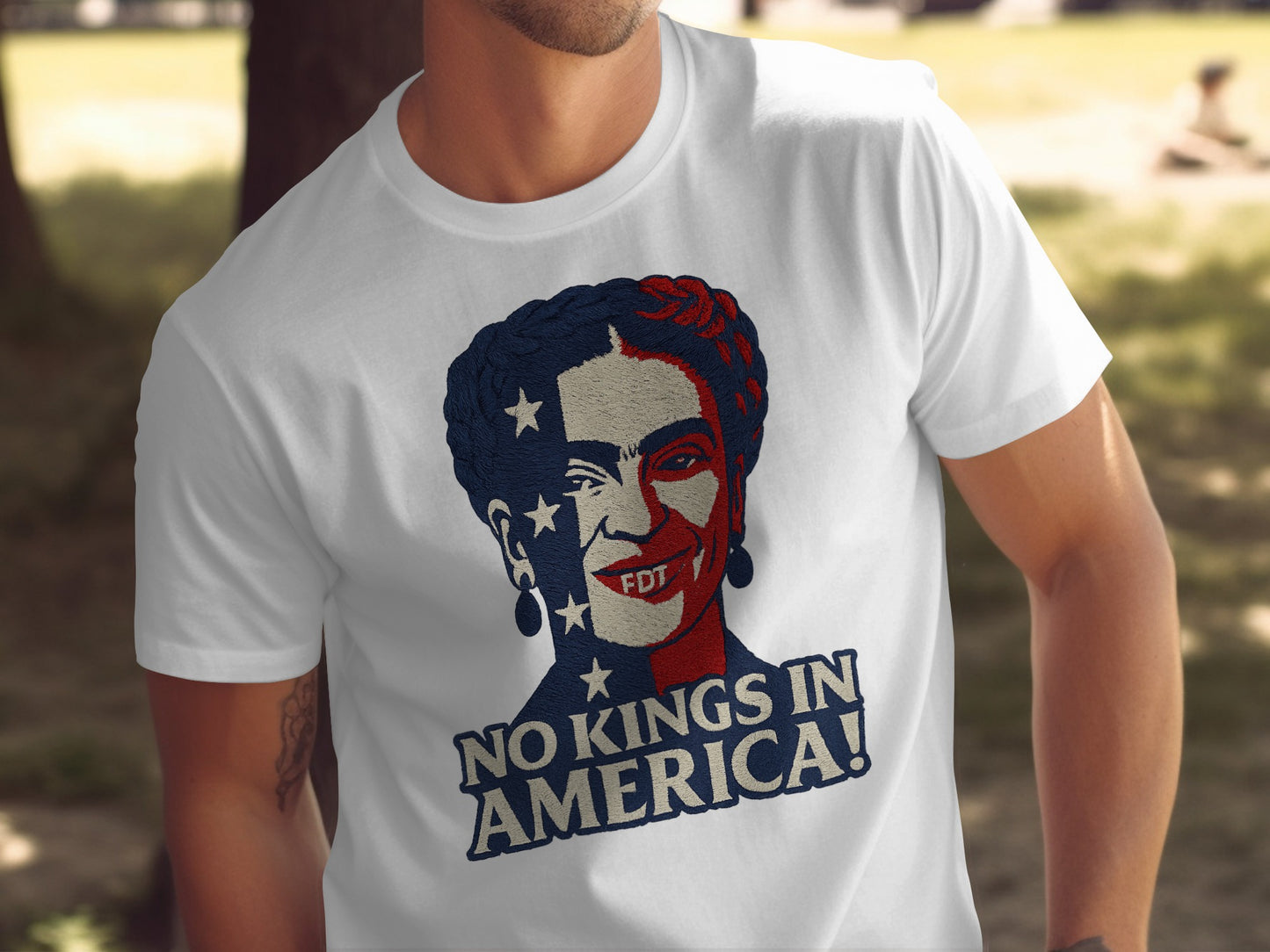 No Kings in America Patriotic Face T-shirt product