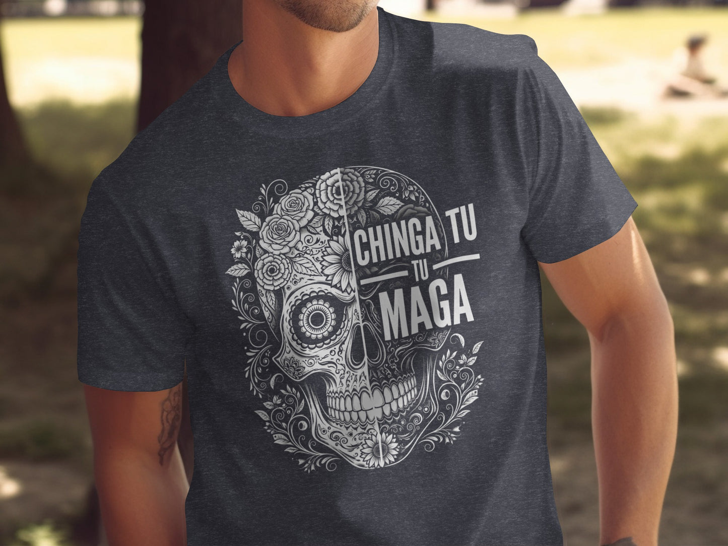 Chinga Tu Maga Skull Graphic Short Sleeve T-Shirt product