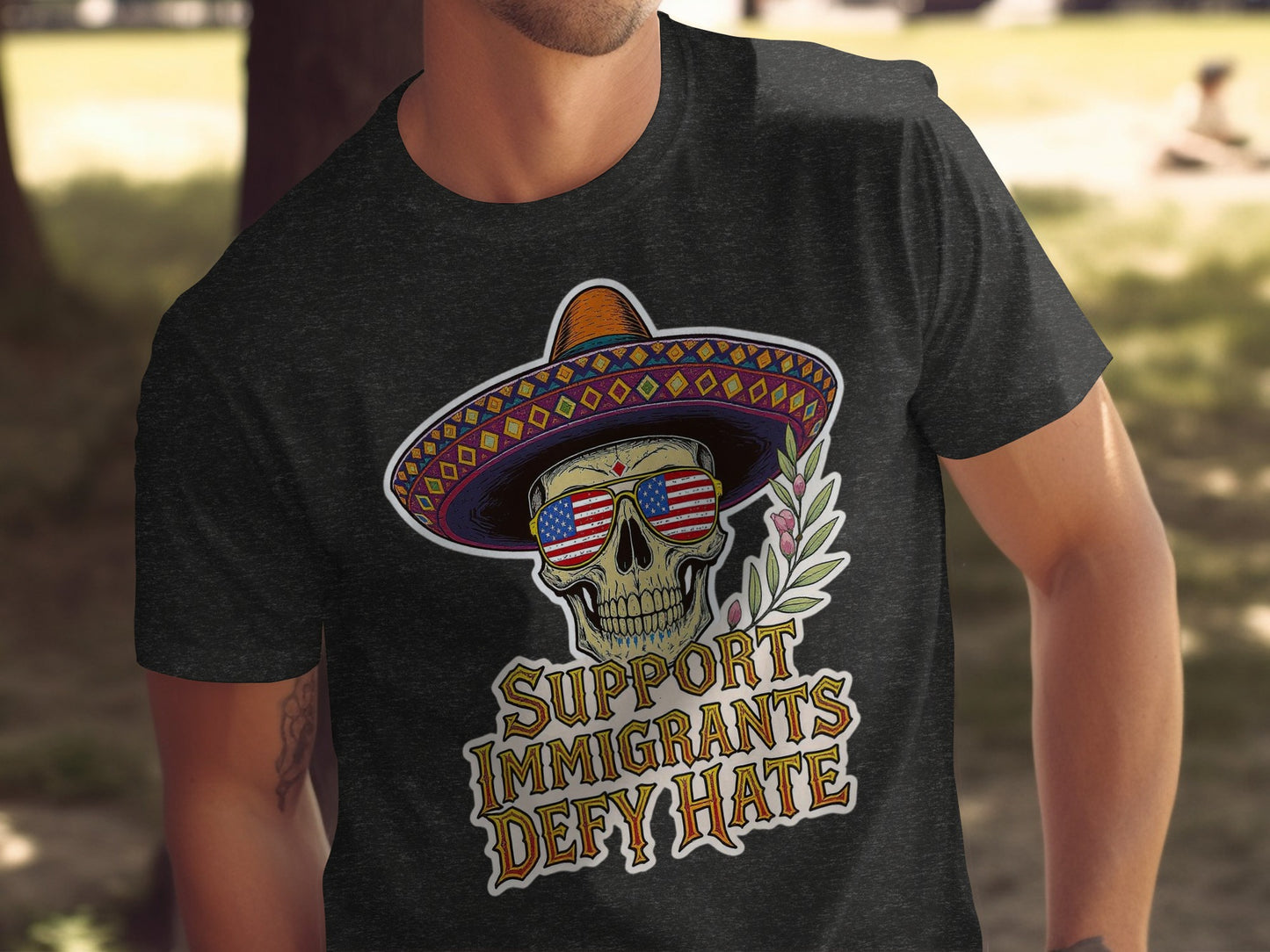 Support Immigrants Defy Hate Skeleton T-Shirt product type