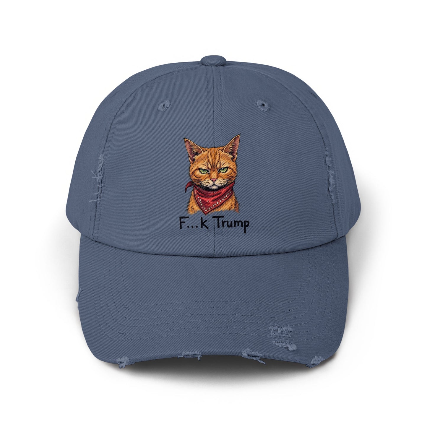 Distressed Baseball Cap with Cat F...k Trump product type