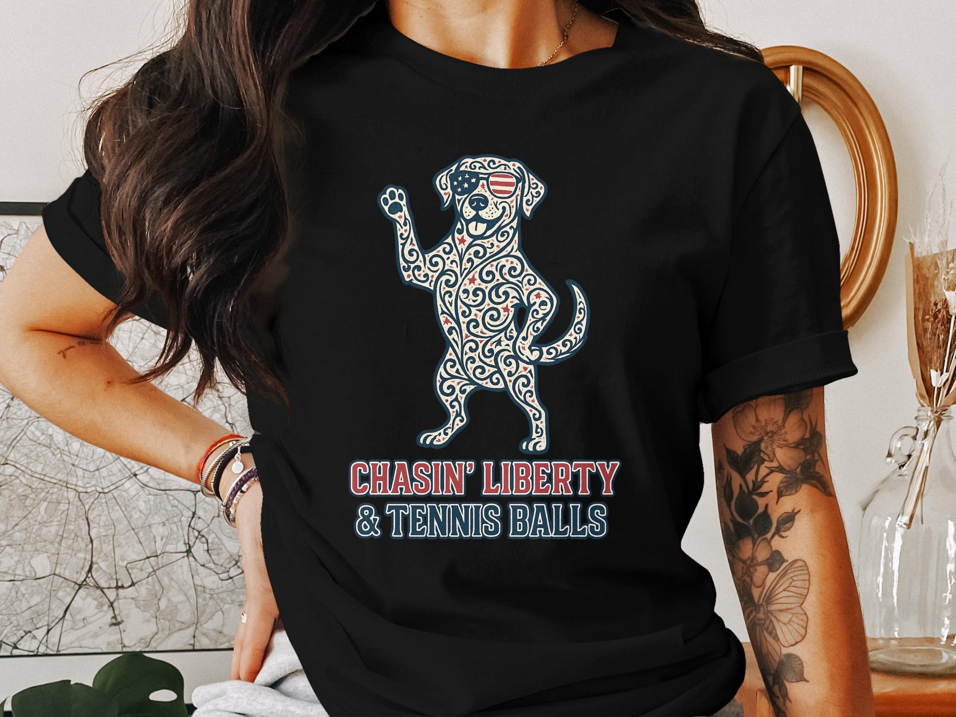 Chasin' Liberty and Tennis Balls Funny T-shirt product