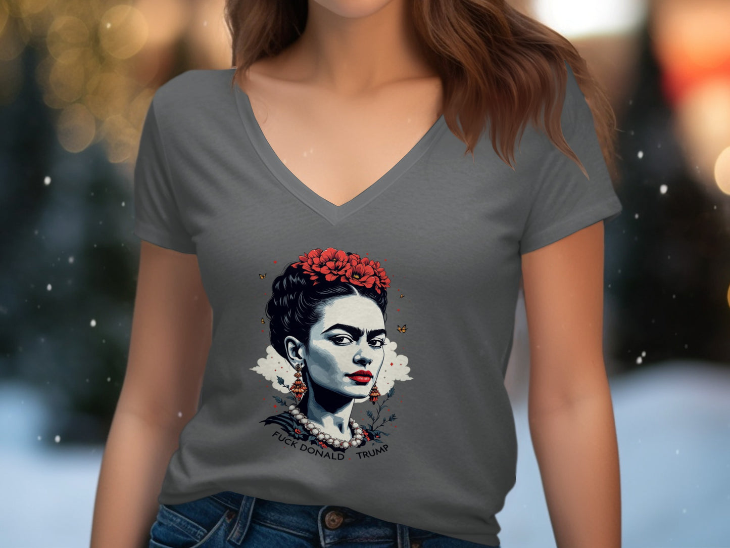 Frida Kahlo V-Neck T-Shirt Graphic Print product