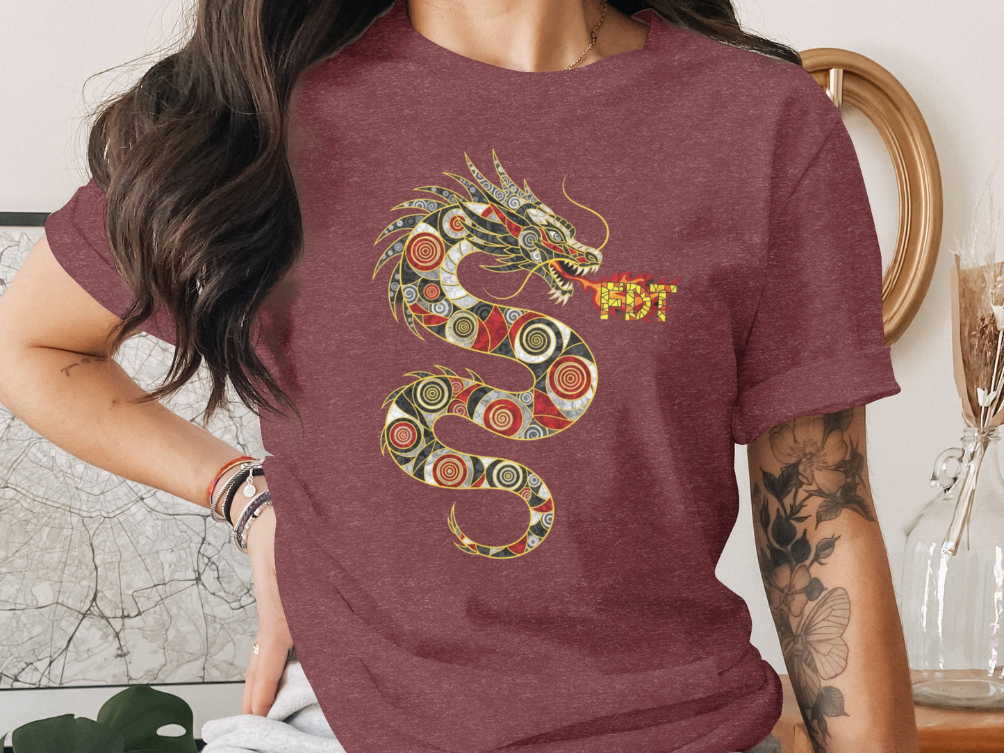 Intricate Swirling Dragon Design Graphic Shirt product