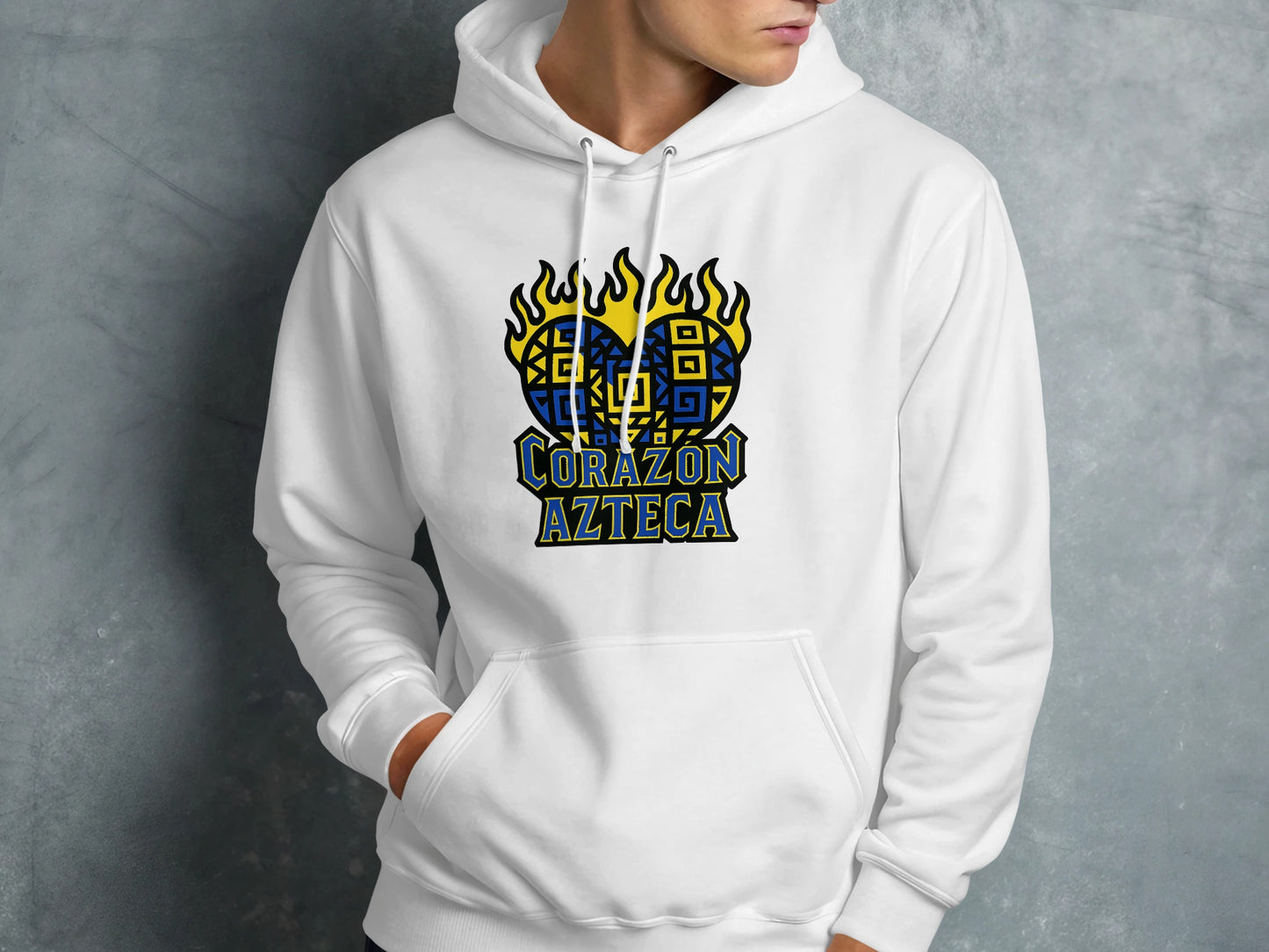 Corazon Azteca White Pullover Hoodie Clothing Product