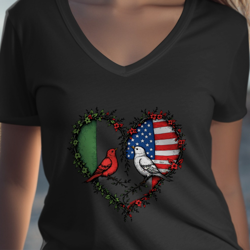 Heart Two Birds With Flags Graphic Shirt product type