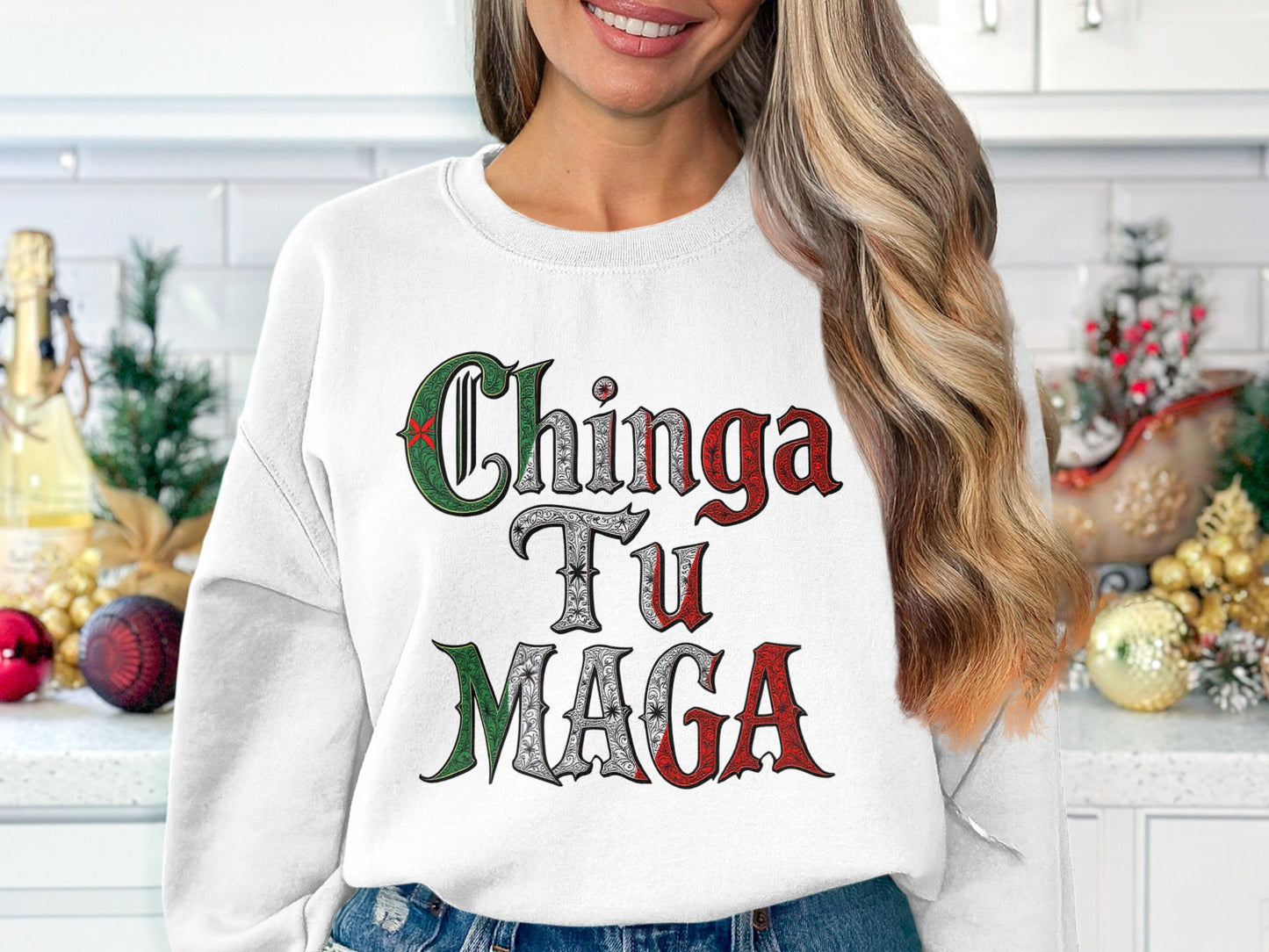 Festive Chinga Tu Maga Holiday Sweatshirt product