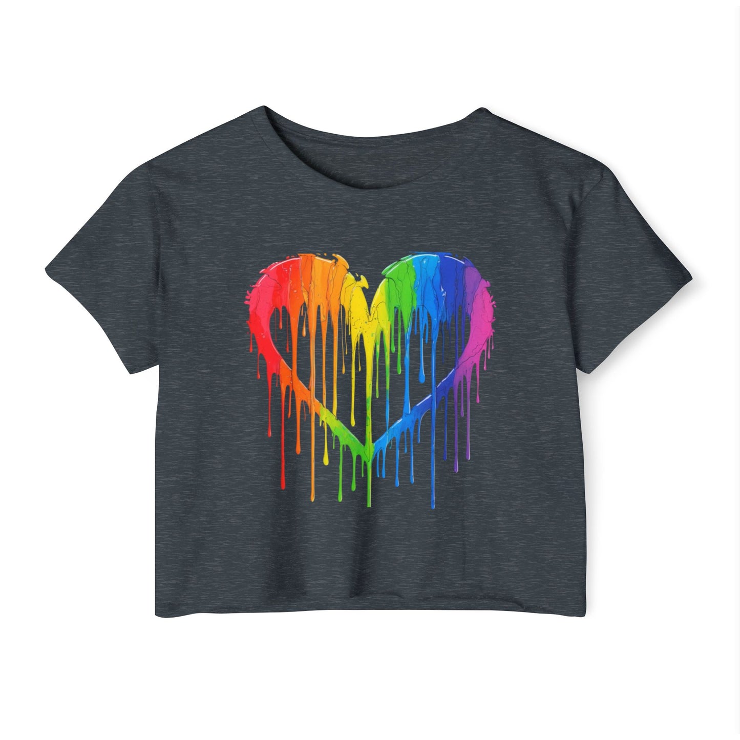 Pride corp top Rainbow Heart Women’s Festival Crop Top - Vibrant and Fun Summer Wear