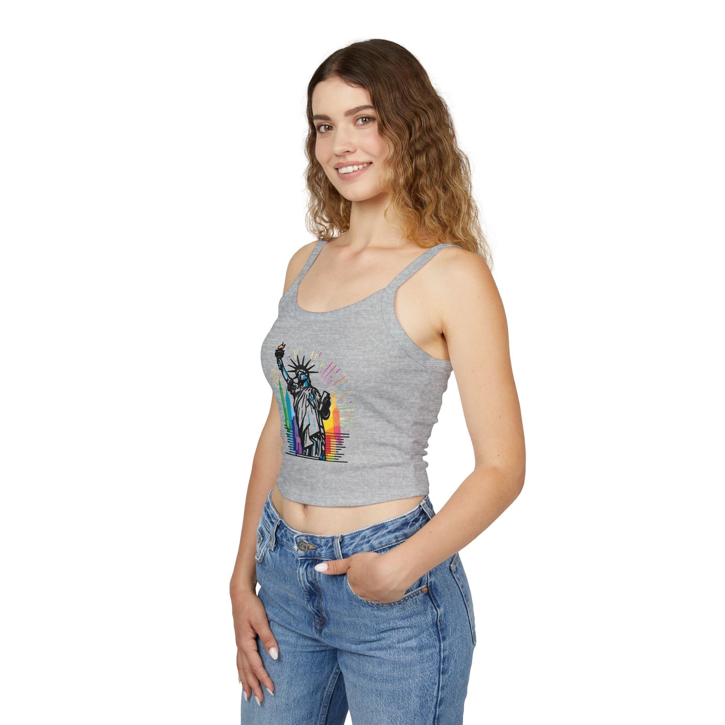 pride tank top Statue of Liberty Women's Spaghetti Strap Tank Top