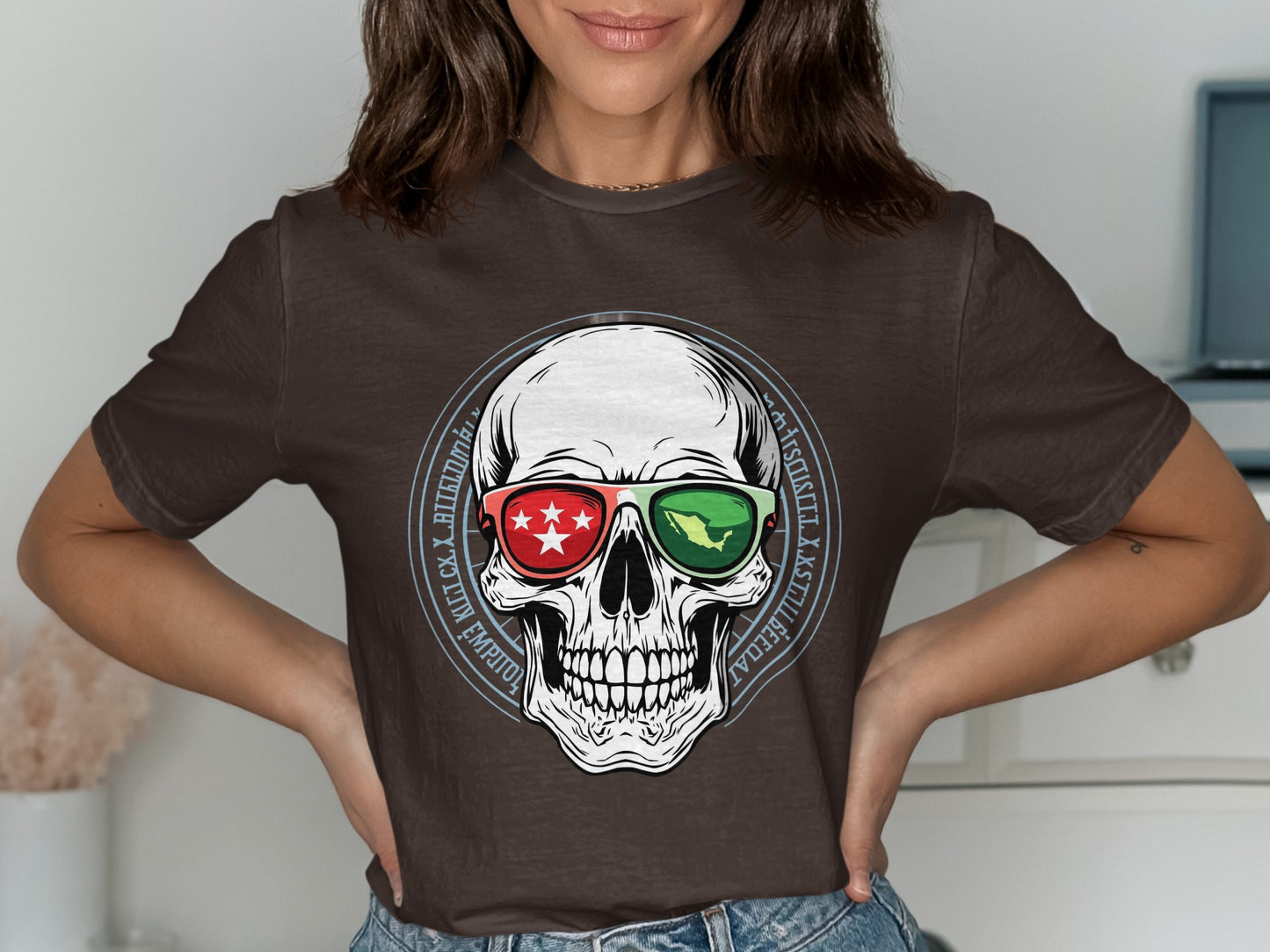 Patriotic Skull Graphic Tee Statement Product