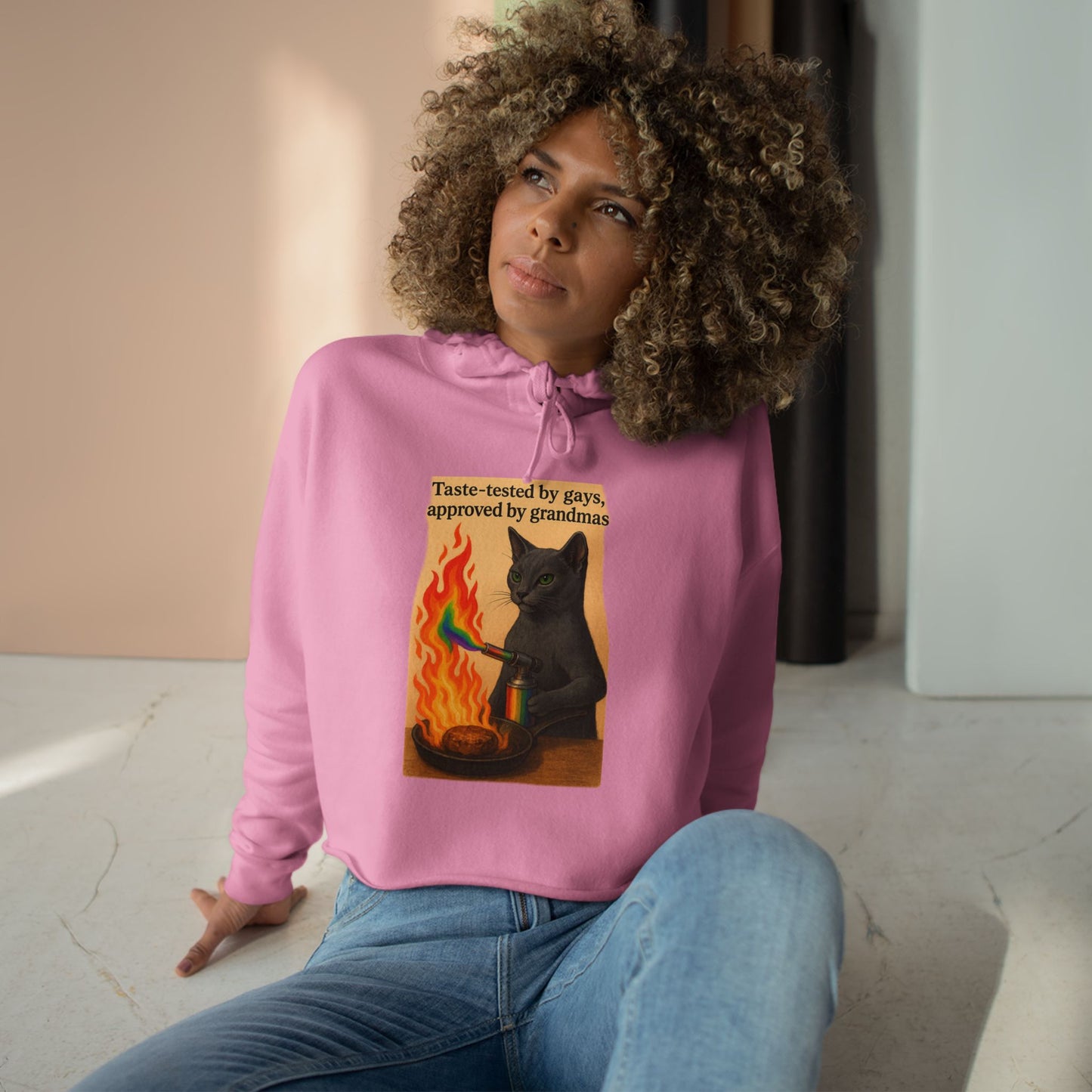 Cat Lover's Crop Hoodie - Funny Gift for Grandparents, Cute Animal Apparel, Cozy Streetwear, Unique Cat Design