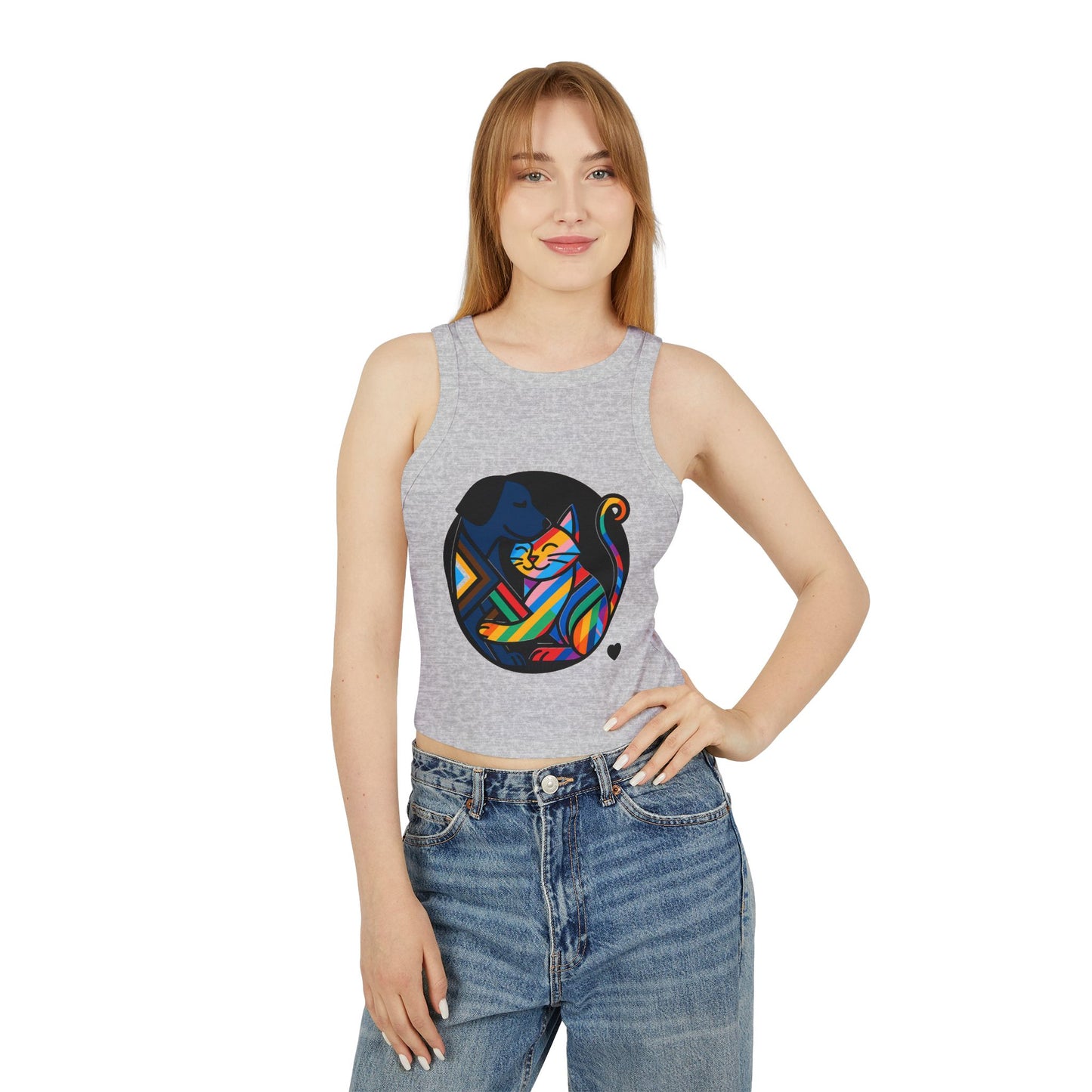 Pride tank top Colorful Animal Love Women's Racer Tank Top - Cute Cat and Dog Design