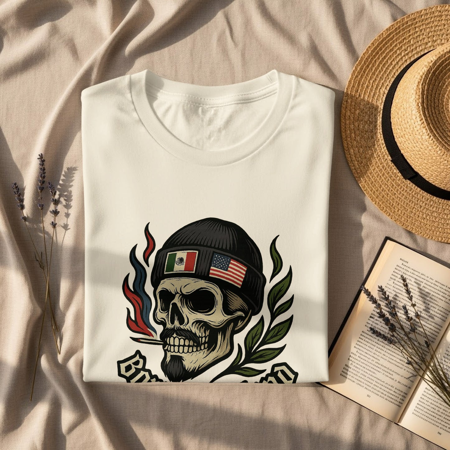 Skull with Flags and Smoke Graphic Tee product