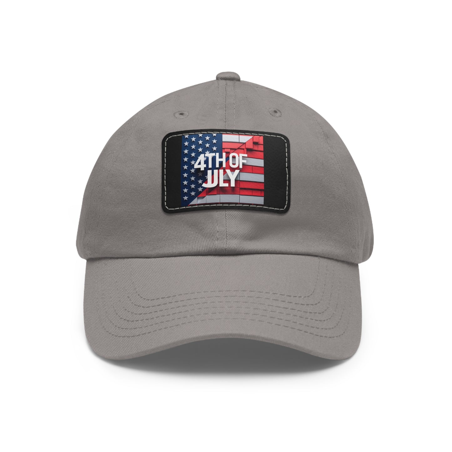 4th of July Dad Hat with Leather Patch - Patriotic Cap for Independence Day