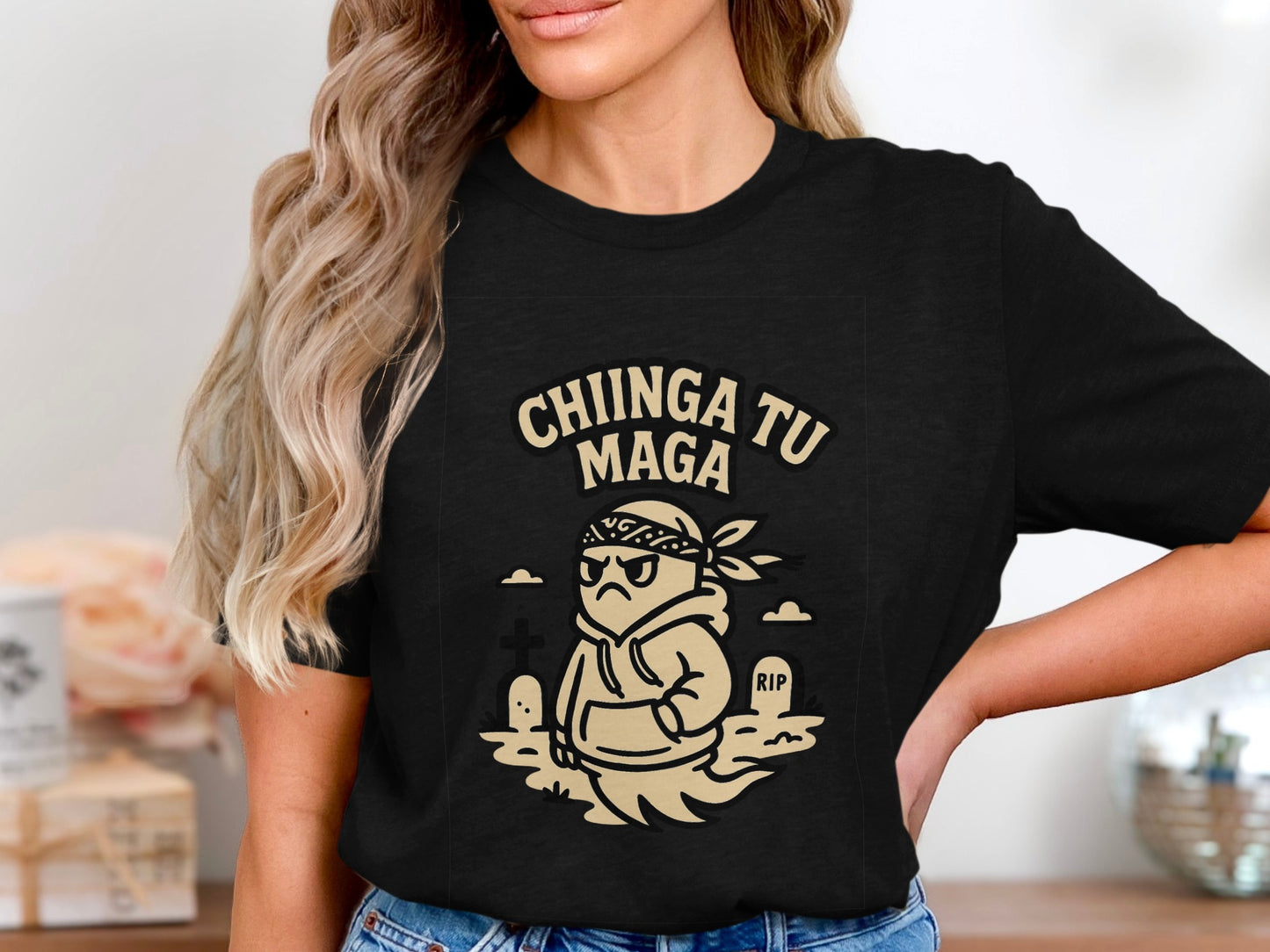 Chinga Tu Maga Skull Graphic Tee Shirt product type