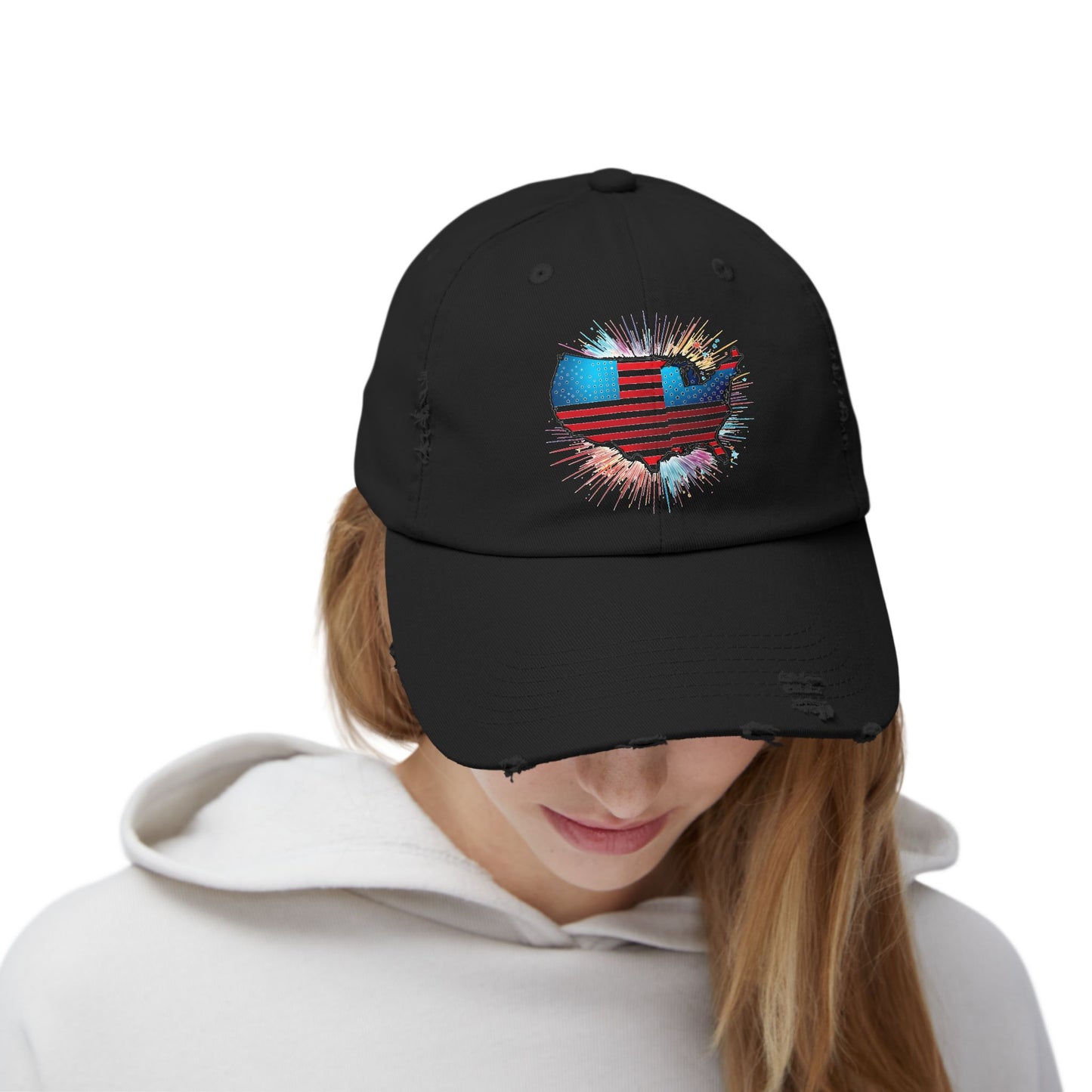 Unisex Distressed Cap with Texas Flag Design - Perfect for Festivals and Casual Outings