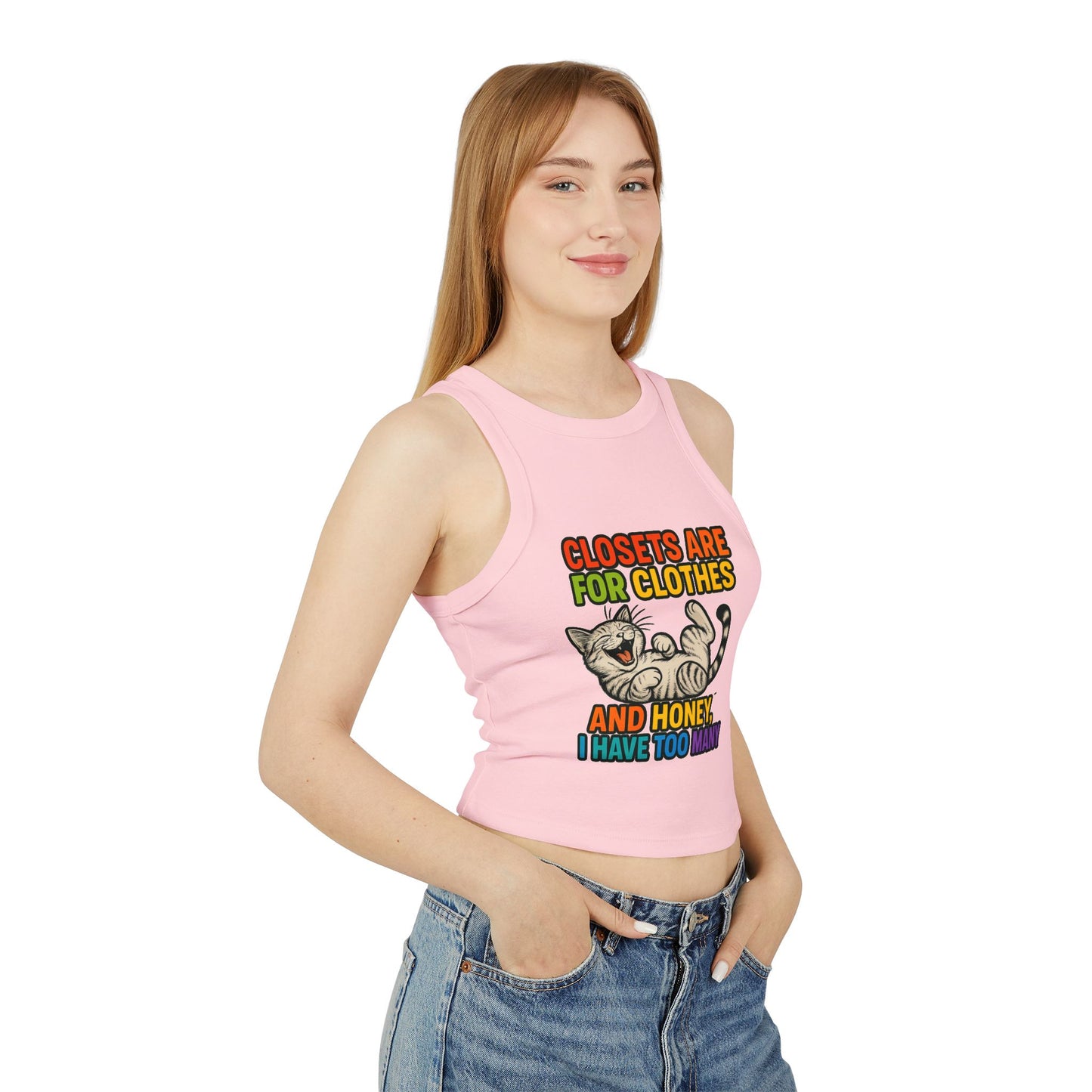 Pride Tank Top Funny Cat Love Women's Racer Tank Top - 'Closets Are For Clothes'