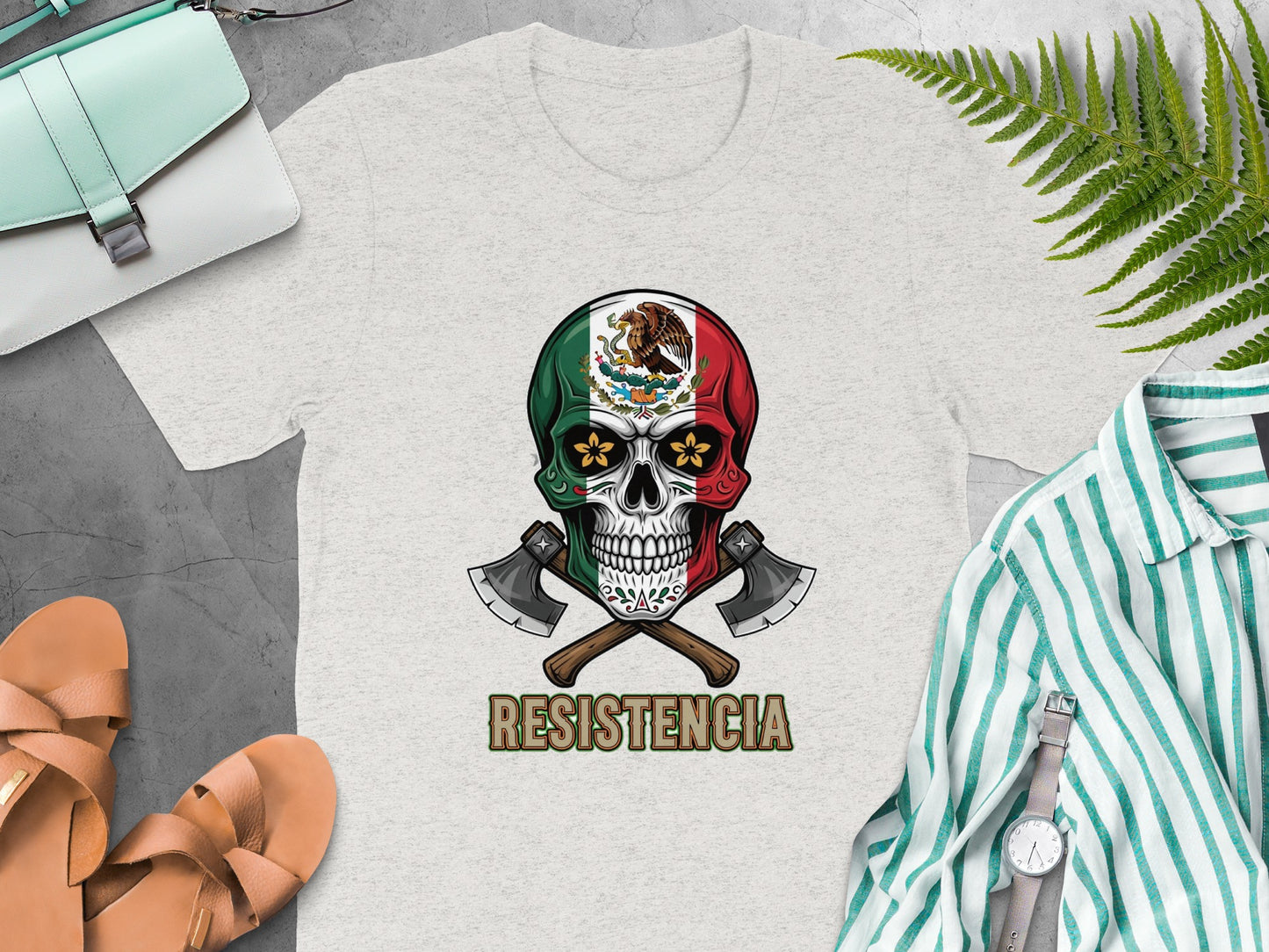Mexican Skull with Axes Resistencia Graphic T-Shirt product type