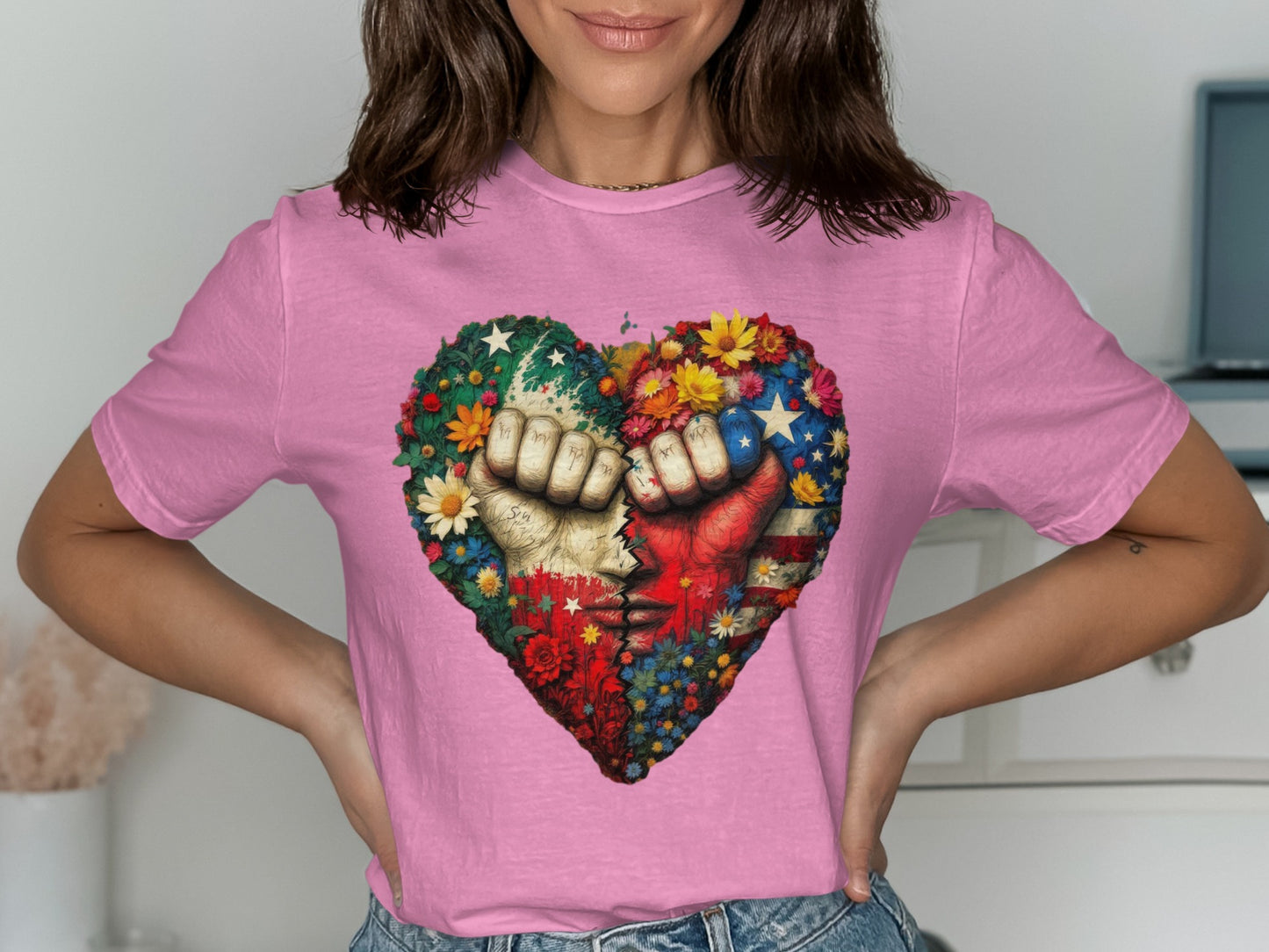 Vibrant Heart Fist Graphic Pink T-Shirt product