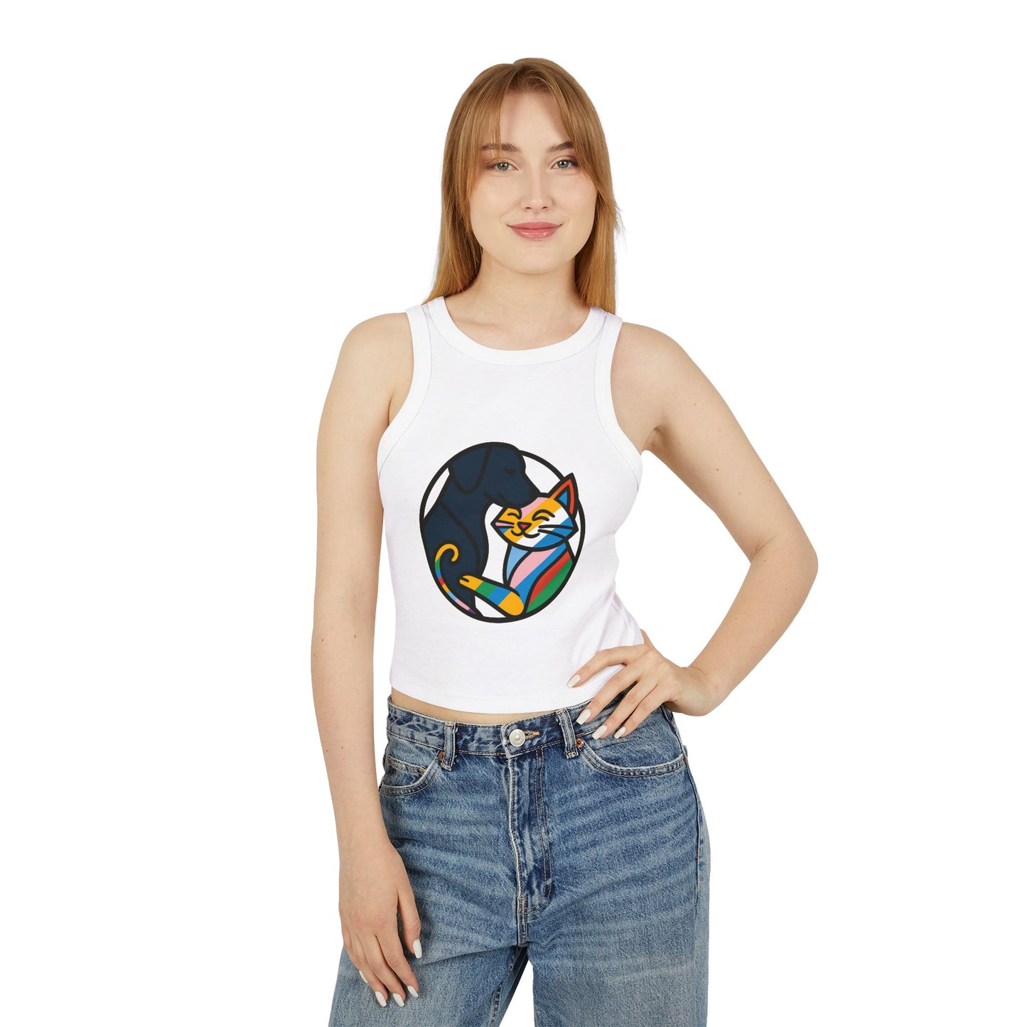 Pride tank top Cozy Cat and Dog Love Racer Tank Top for Pet Lovers